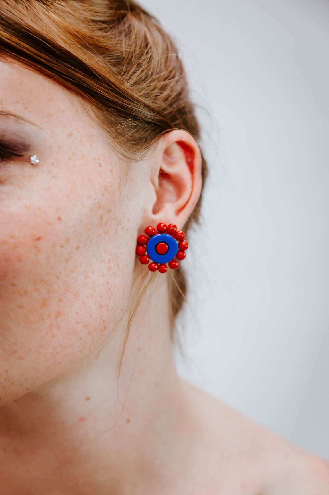 Sunflower Red - Blue - Boucles d'oreilles - Azaadi, la mode responsable accessible