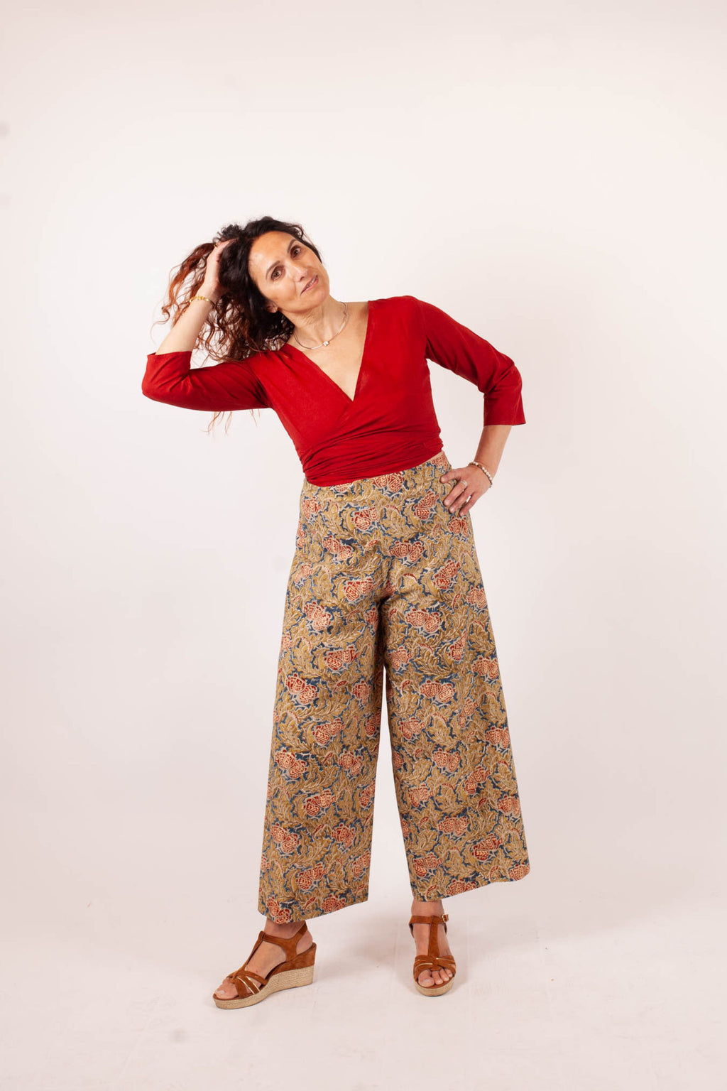 Pantalon SARASWATI - Coton bio - Imprimé Japanese Flower