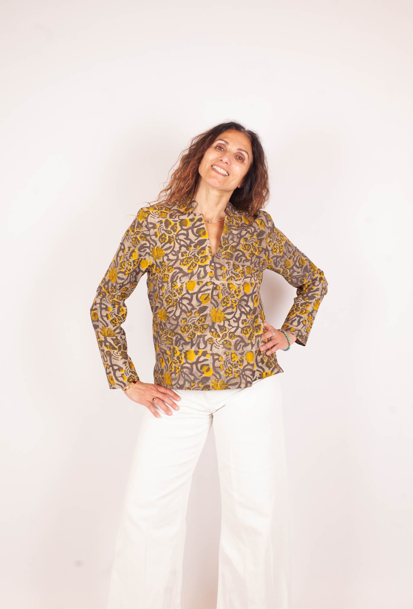 Blouse JAISALMER - Coton bio - Imprimé KHILANA (floraison)
