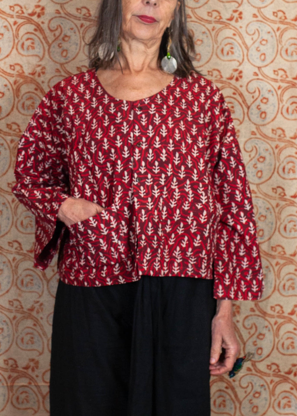 Bolero COCHIN - Coton bio - Imprimé JYOTI (flame)