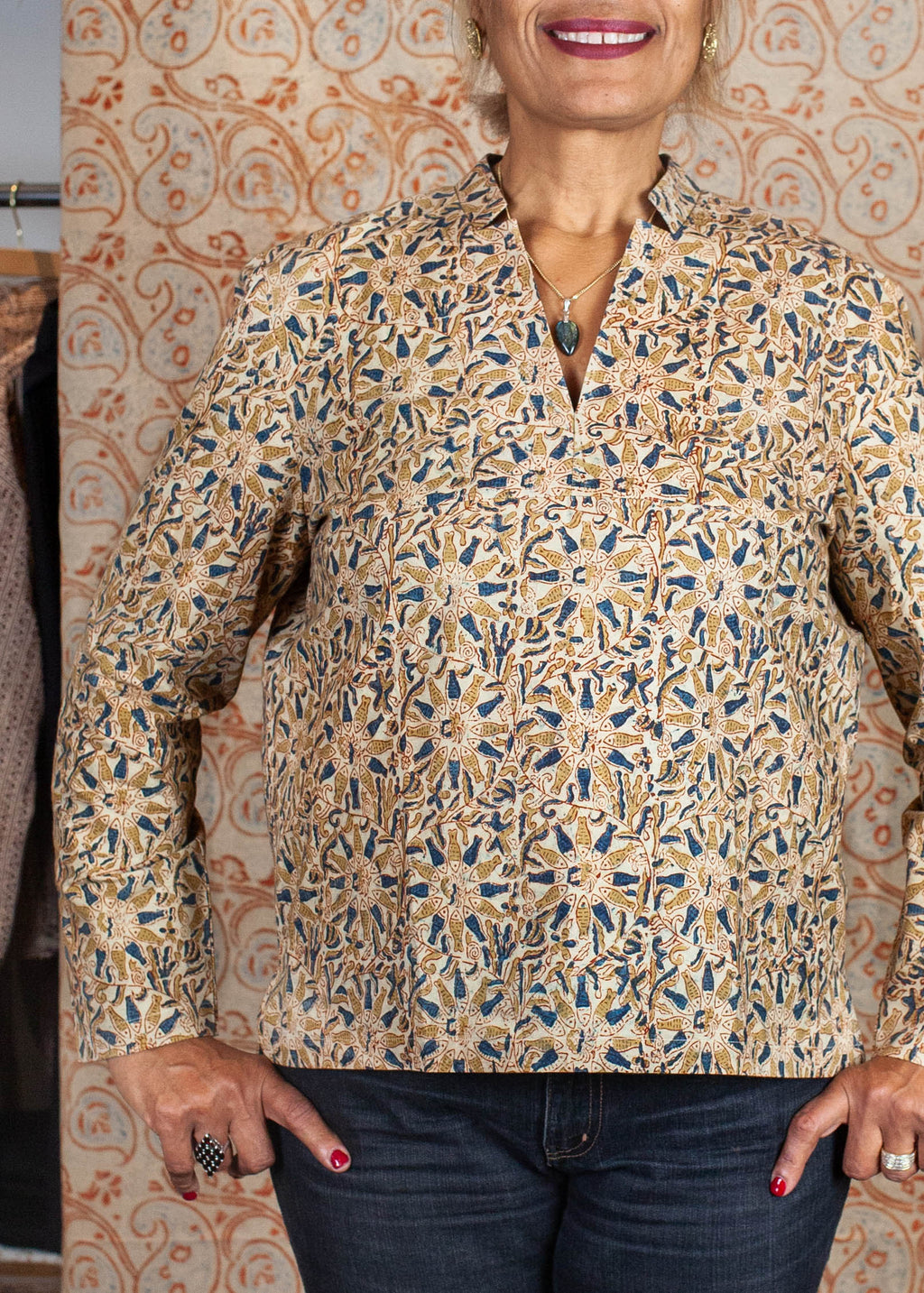 Blouse JAISALMER - Coton bio - Imprimé MACHALEE (poisson)