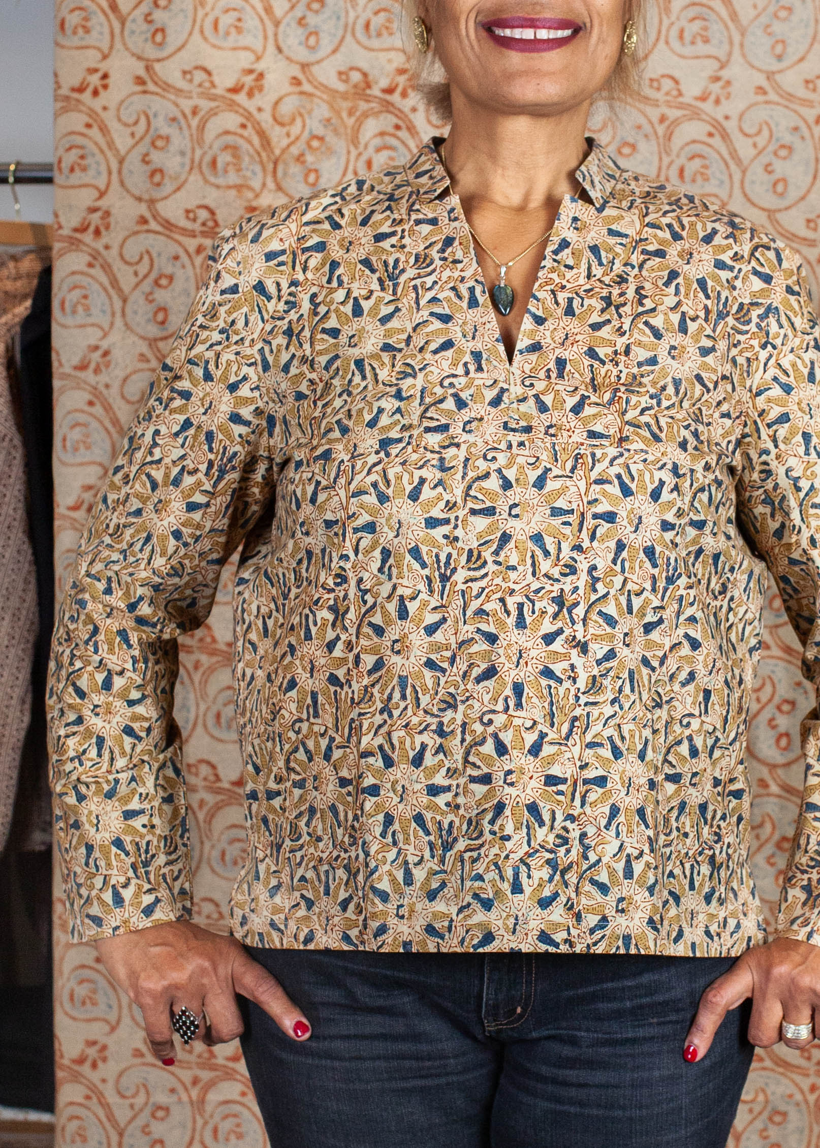 Blouse JAISALMER - Coton bio - Imprimé MACHALEE (poisson)
