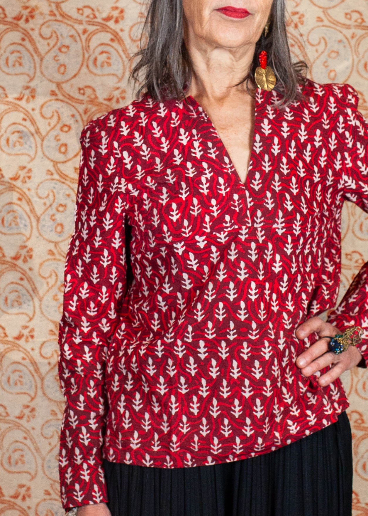 Blouse JAISALMER - Coton bio - Imprimé JYOTI (flame)