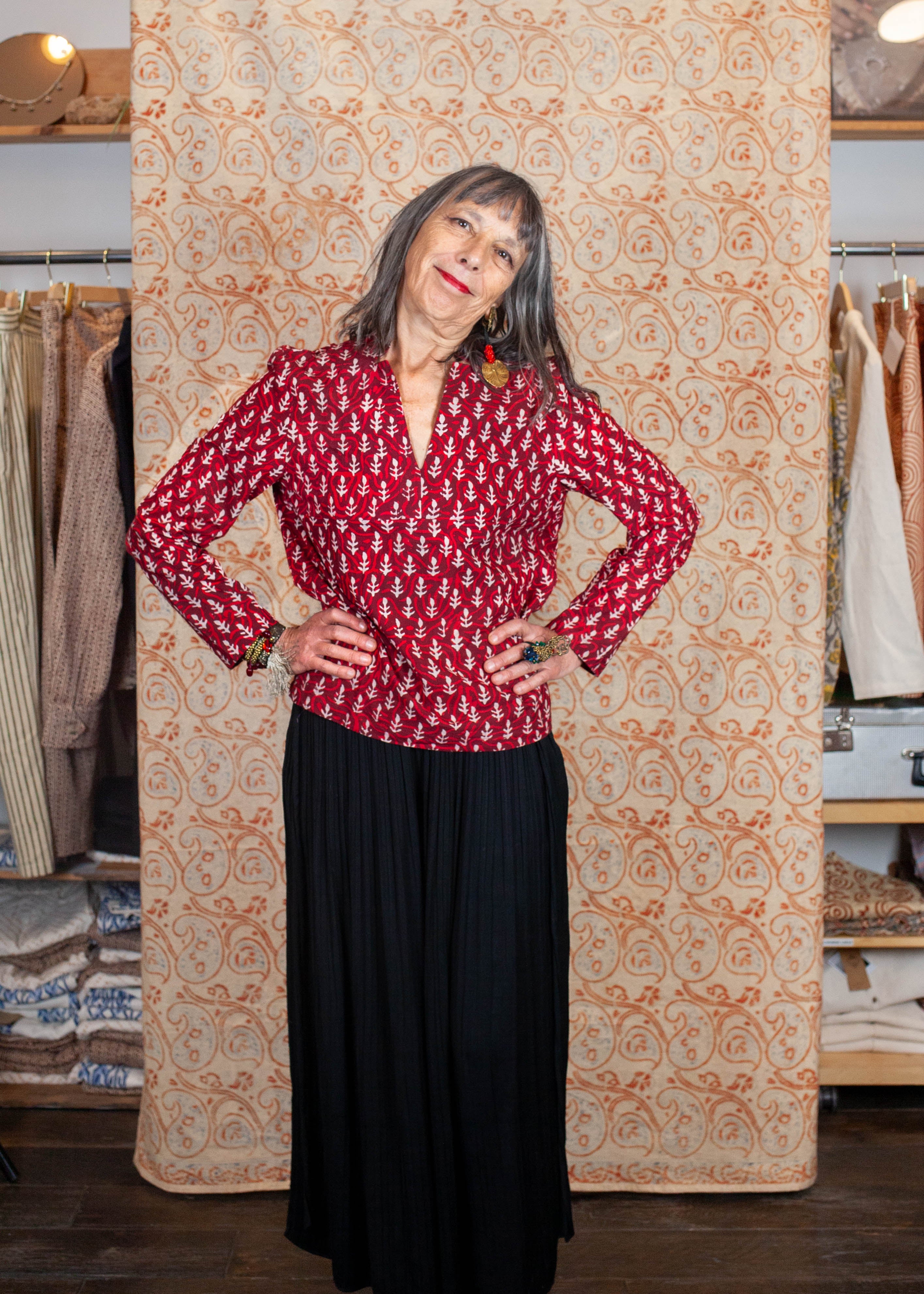 Blouse JAISALMER - Coton bio - Imprimé JYOTI (flame)