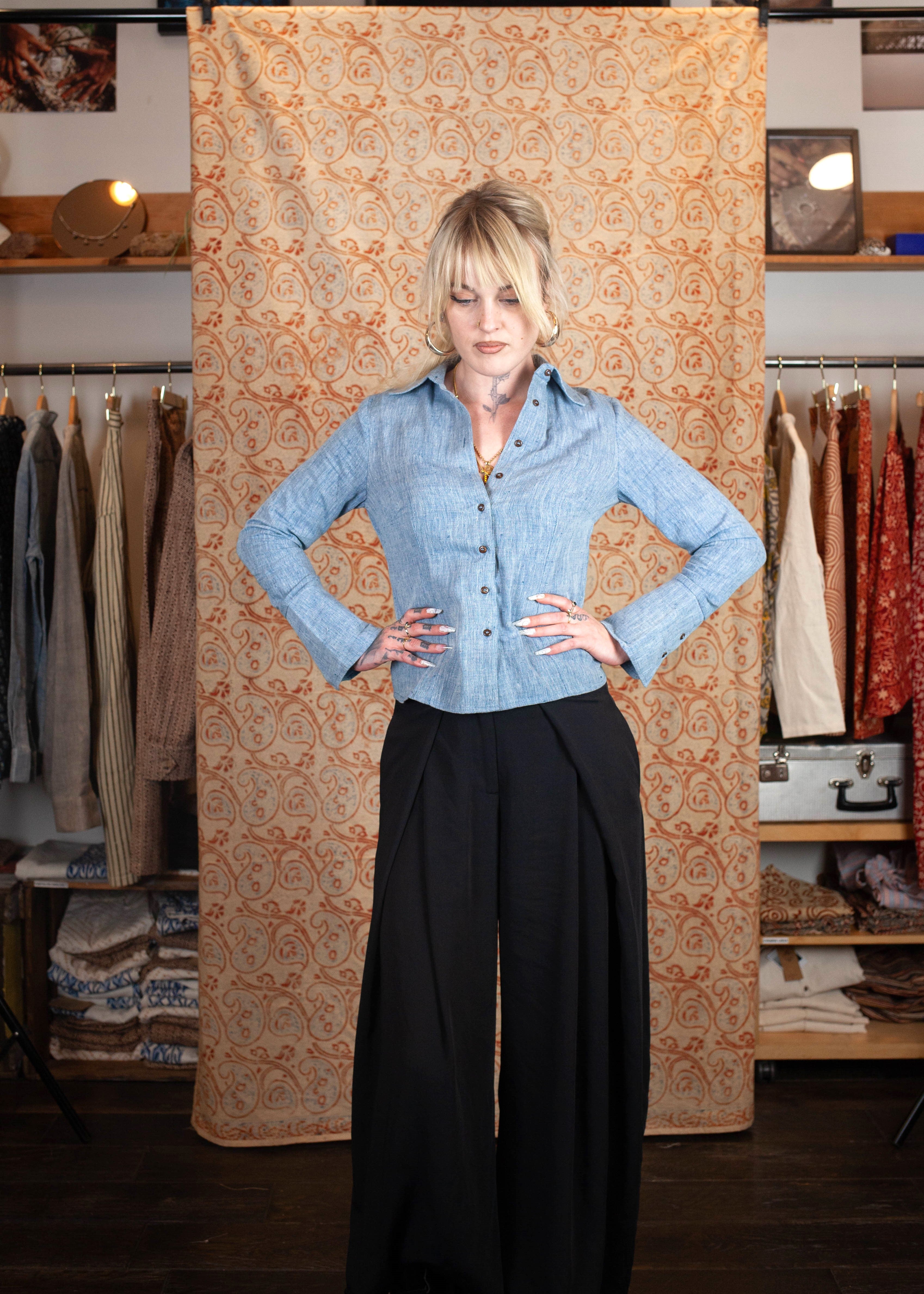 Chemise Bindu V.2 - Kala coton - Coloris BLUE KALA