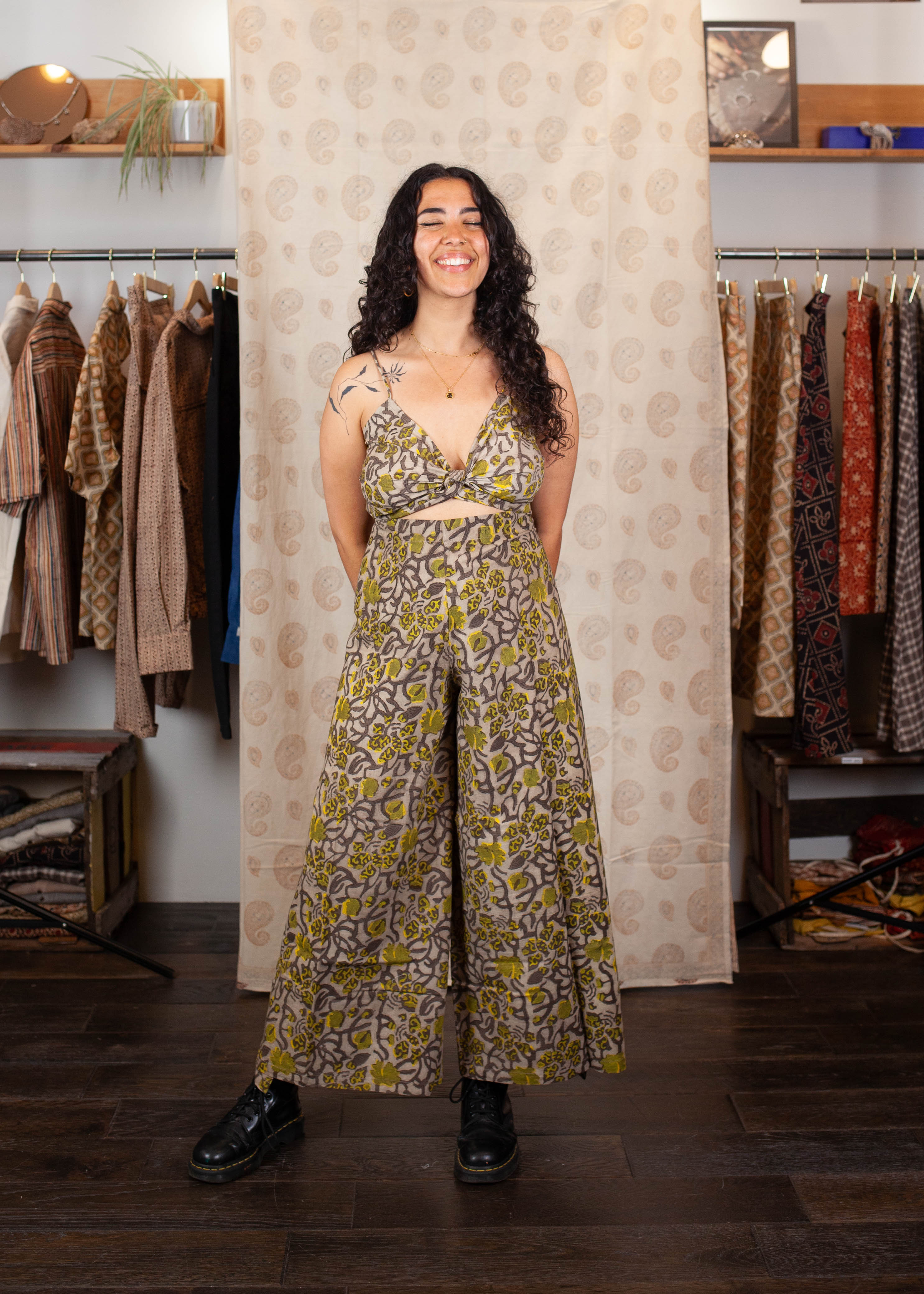 Pantalon SARASWATI -  Coton bio - Imprimé KHILANA (floraison)