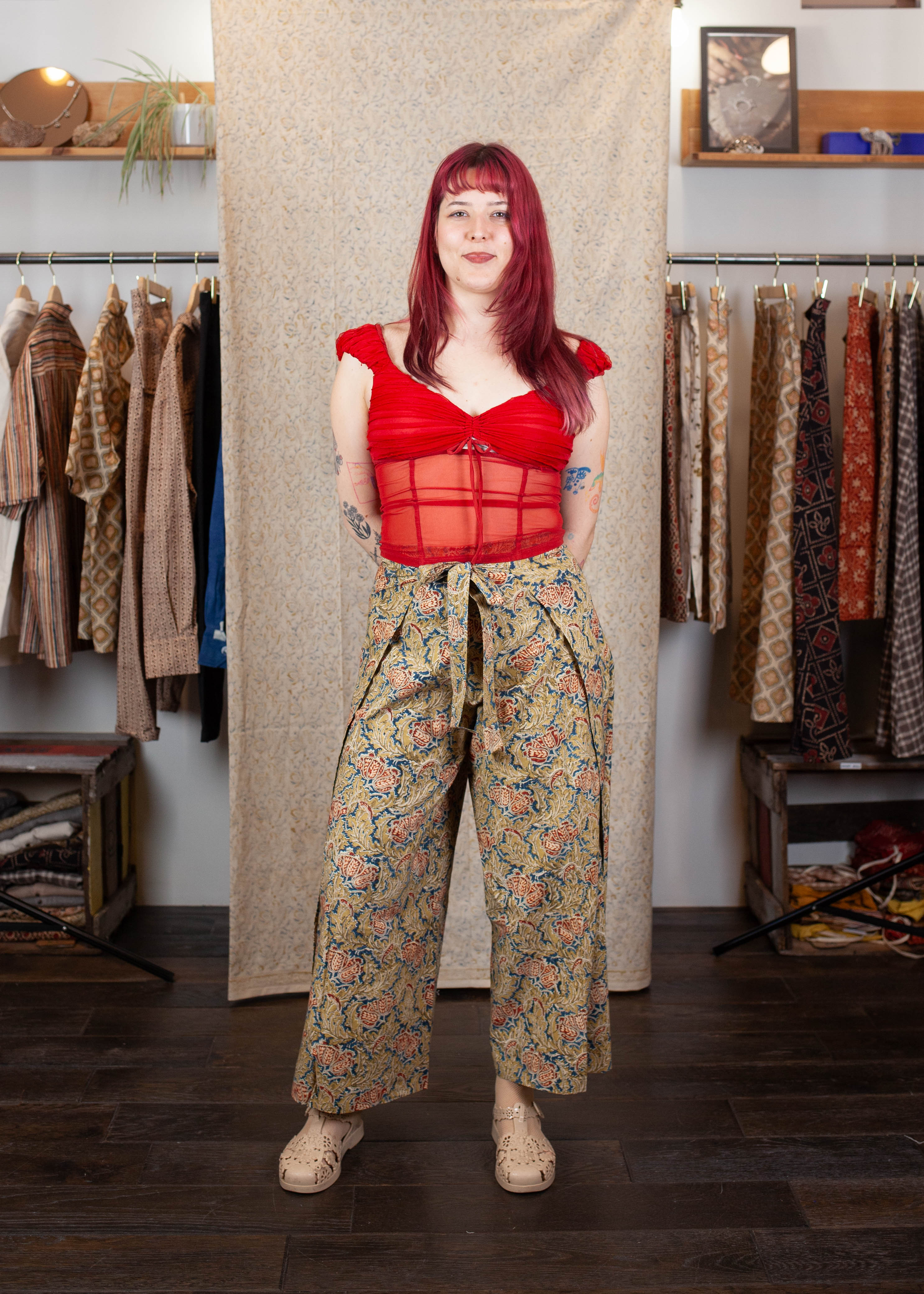 Pantalon SARASWATI - Coton bio - Imprimé Japanese Flower