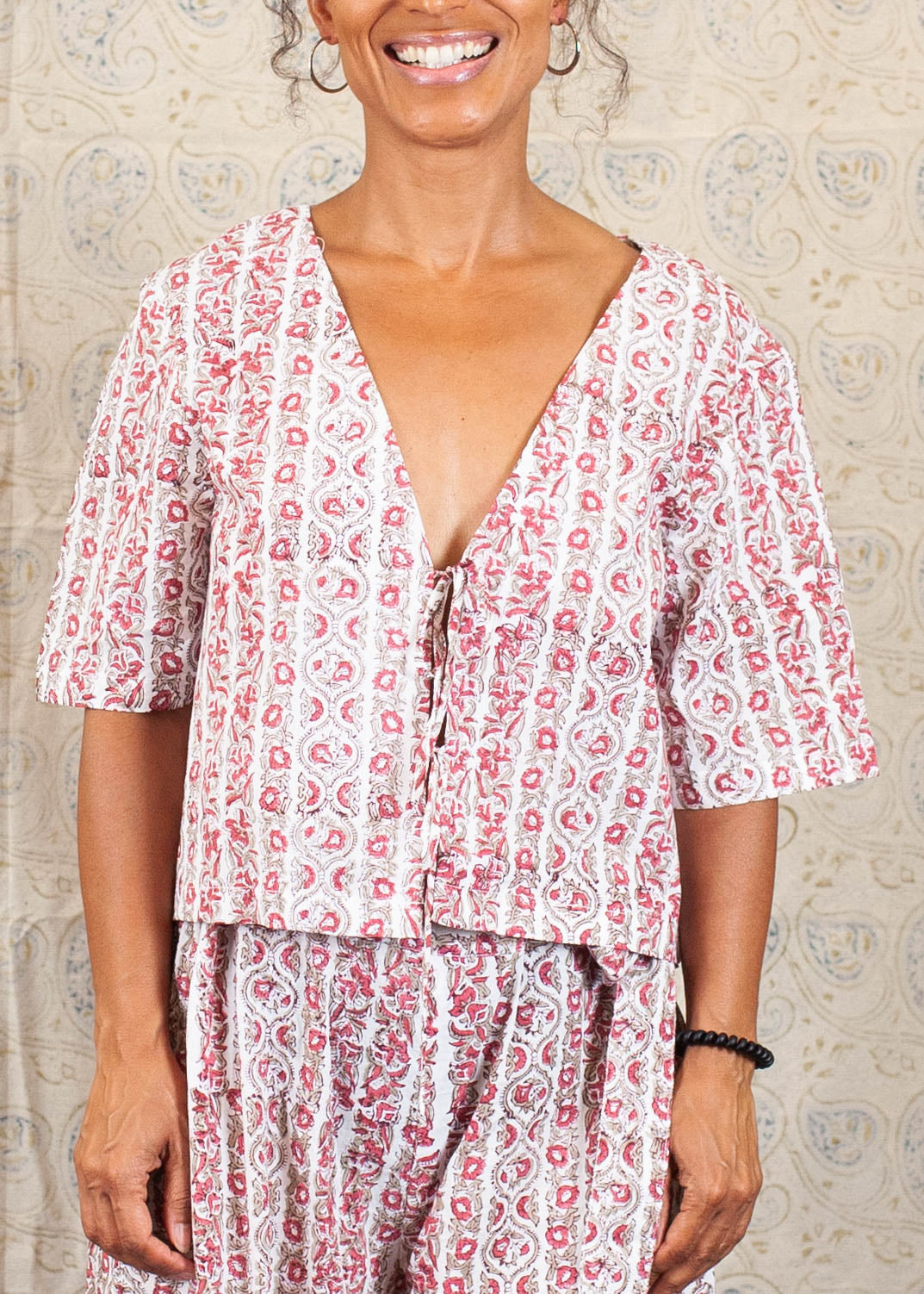 Top BOBILLI - Coton bio - Imprimé ROSE