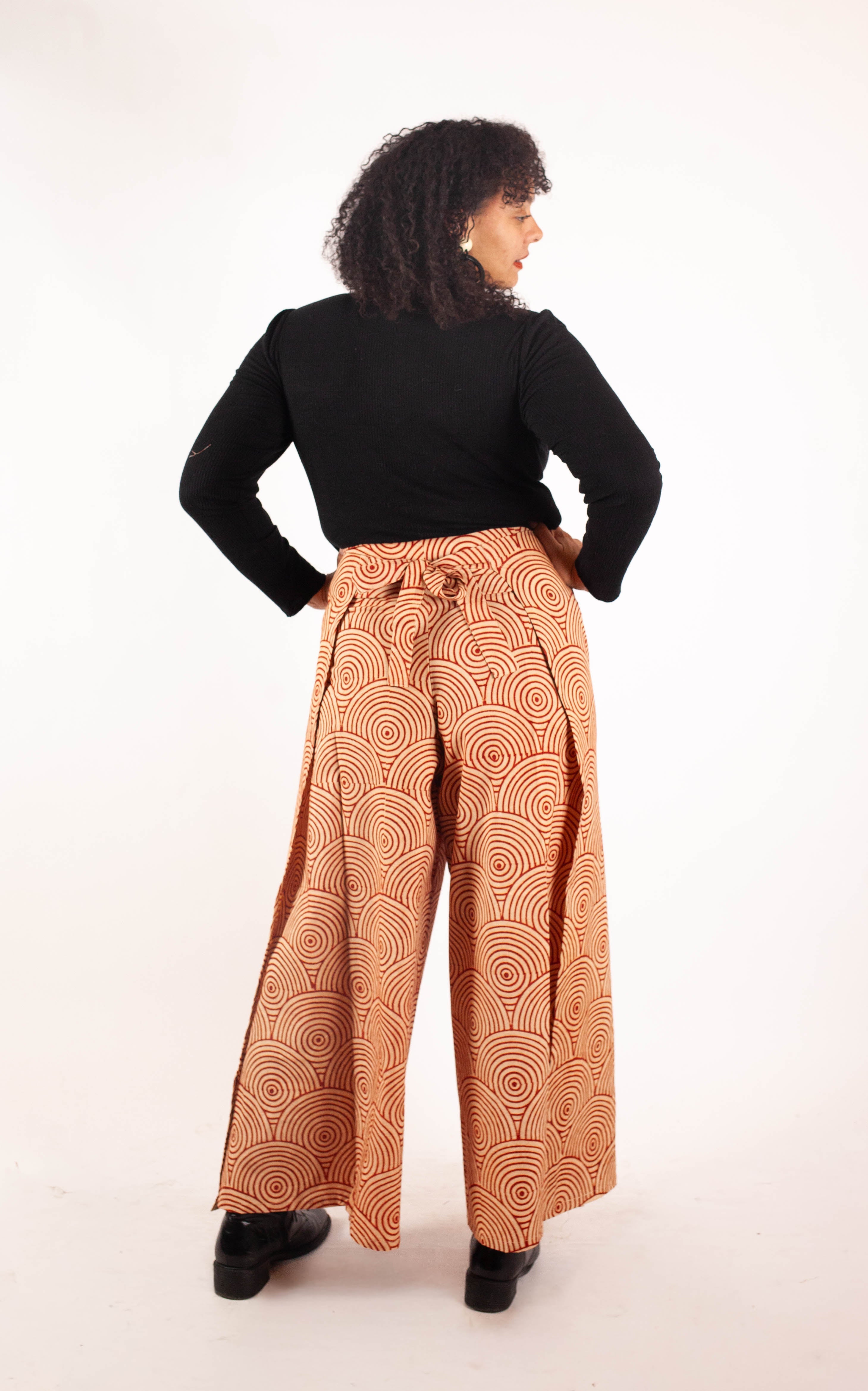Pantalon SARASWATI - Coton bio - Imprimé UTHANA (élévation)