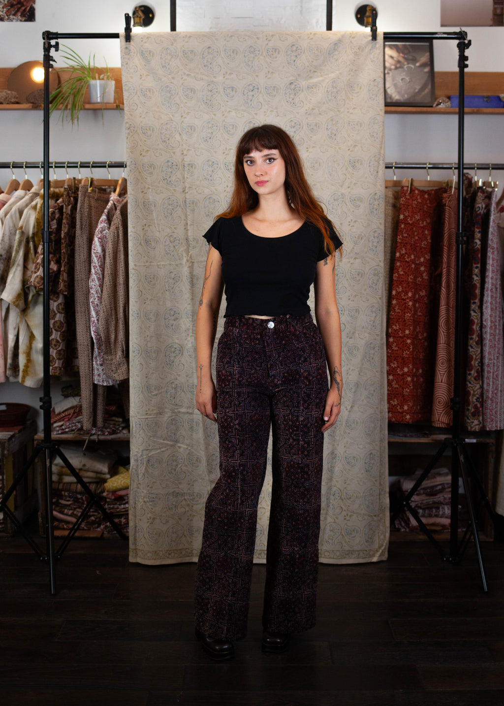 Pantalon GWALIOR - Velours côtelé - Imprimé AAINA (miroir)
