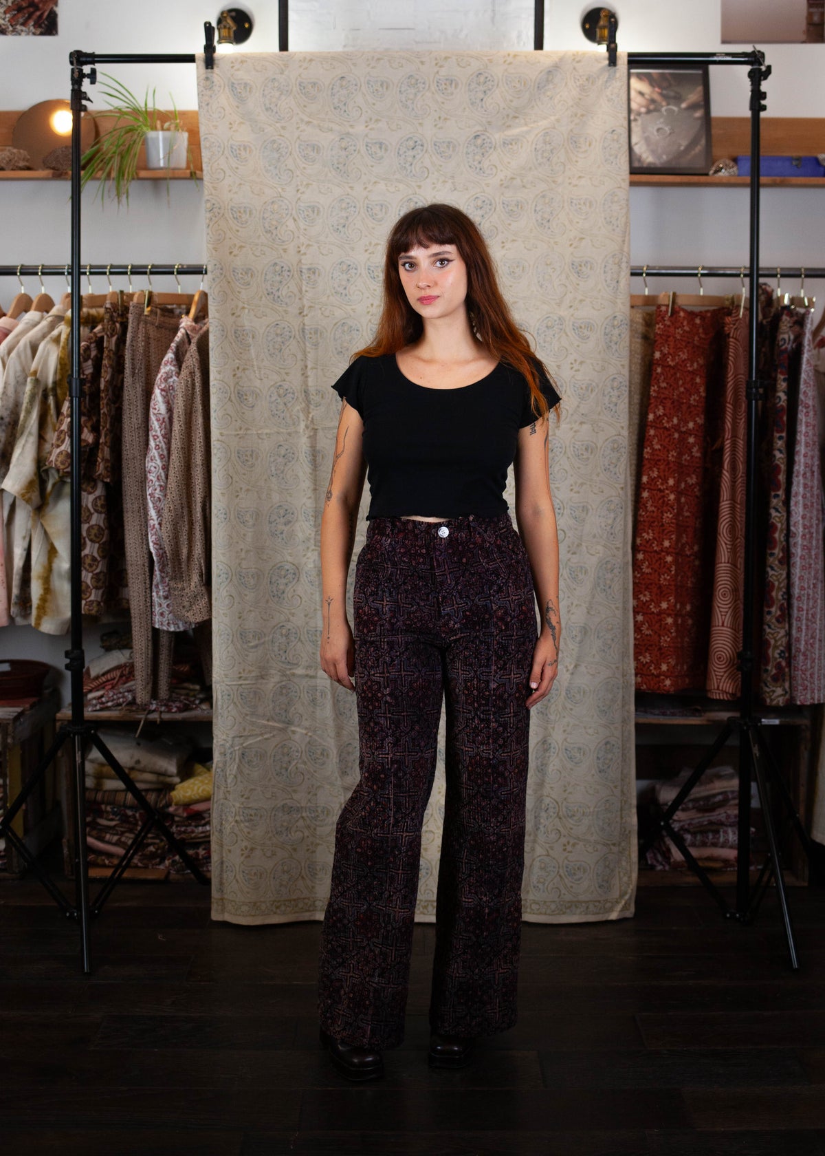 Pantalon GWALIOR - Velours côtelé - Imprimé AAINA (miroir)