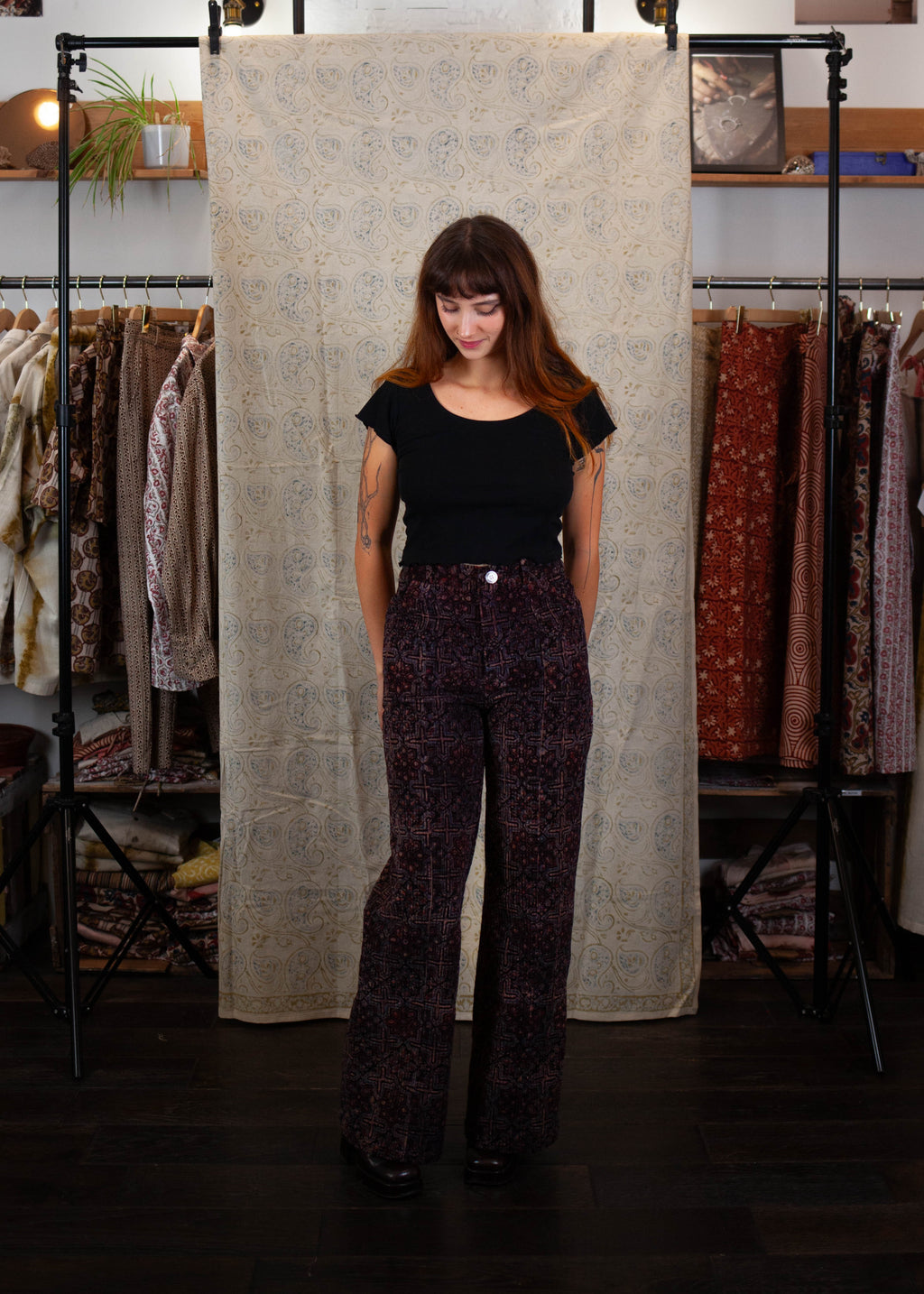 Pantalon GWALIOR - Velours côtelé - Imprimé AAINA (miroir)