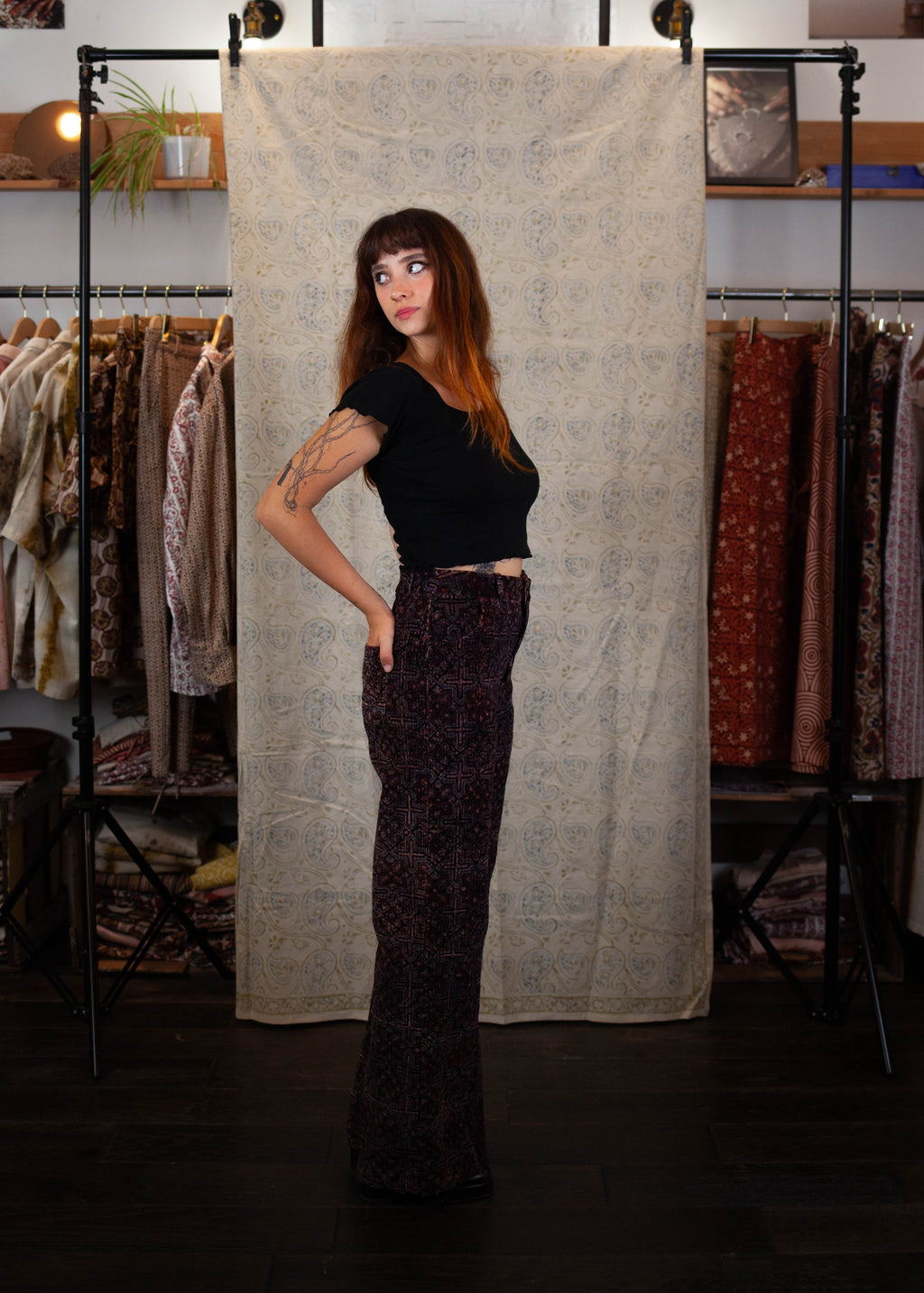 Pantalon GWALIOR - Velours côtelé - Imprimé AAINA (miroir)