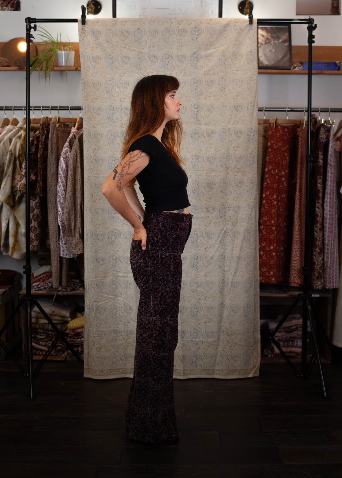 Pantalon GWALIOR - Velours côtelé - Imprimé AAINA (miroir)