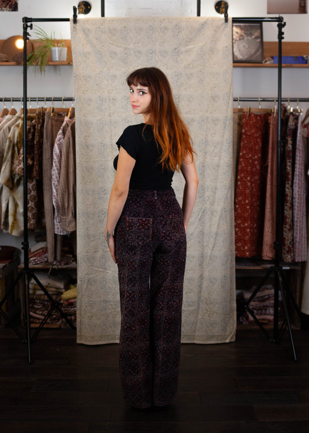 Pantalon GWALIOR - Velours côtelé - Imprimé AAINA (miroir)