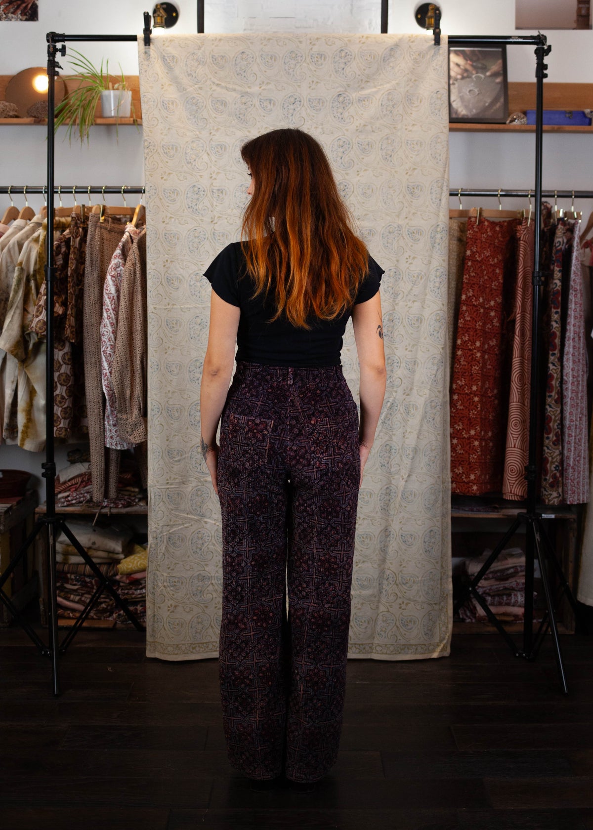 Pantalon GWALIOR - Velours côtelé - Imprimé AAINA (miroir)