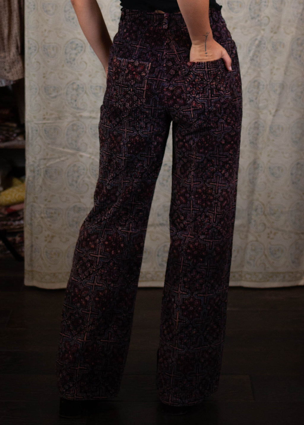Pantalon GWALIOR - Velours côtelé - Imprimé AAINA (miroir)