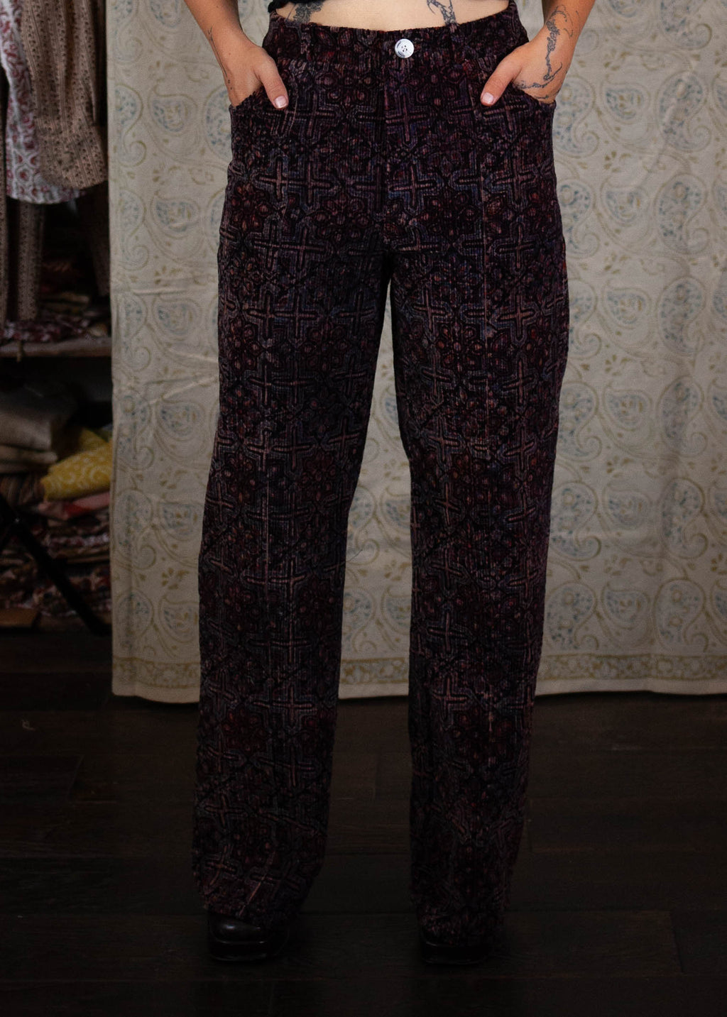 Pantalon GWALIOR - Velours côtelé - Imprimé AAINA (miroir)