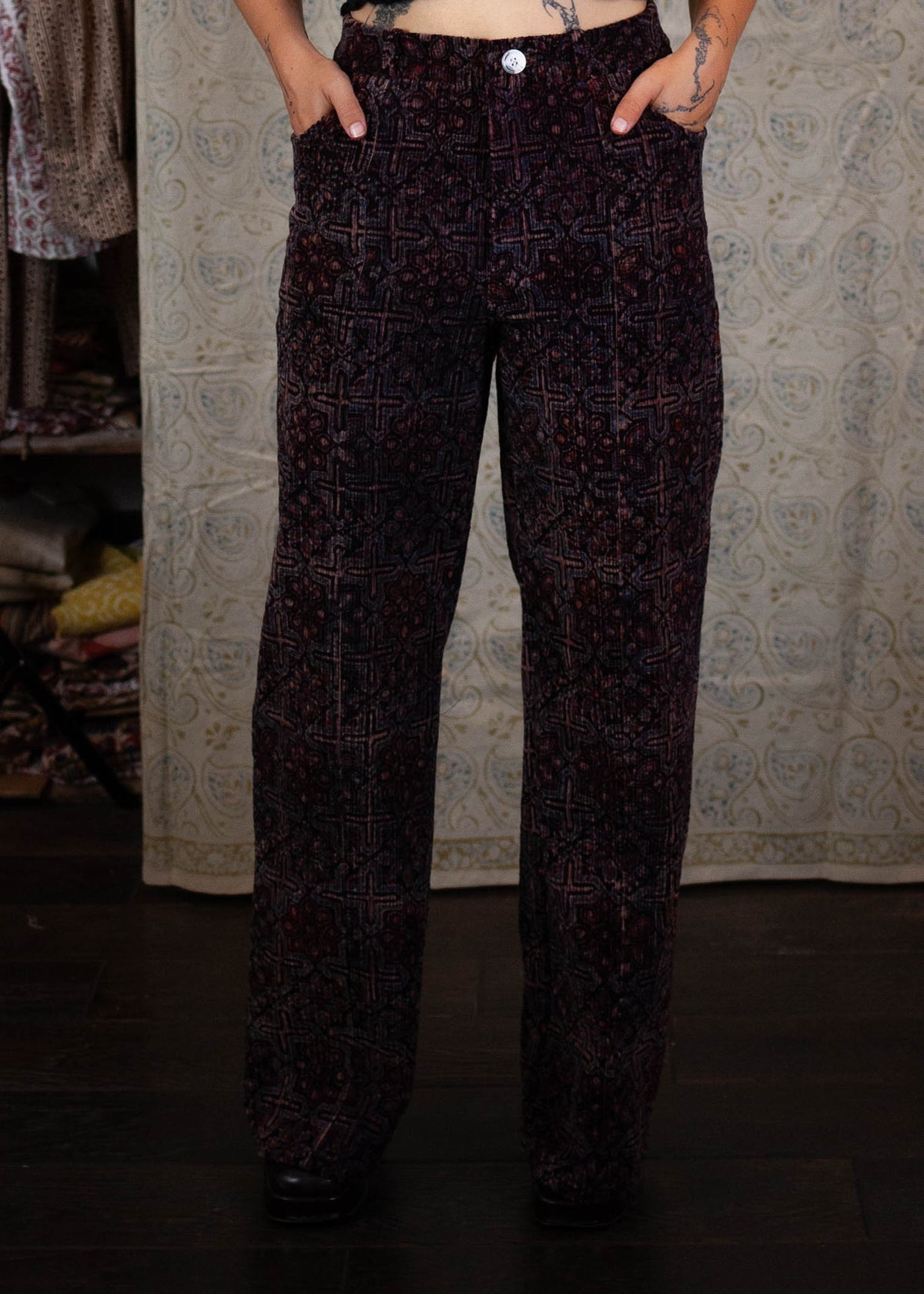 Pantalon GWALIOR - Velours côtelé - Imprimé AAINA (miroir)