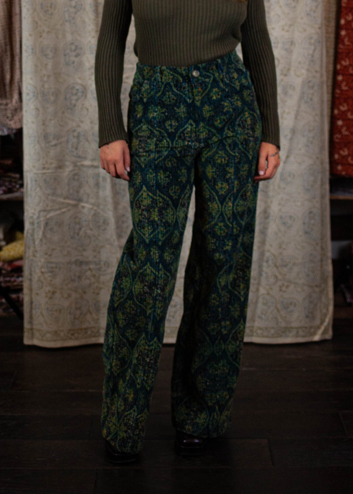 Pantalon GWALIOR - Velours côtelé - Imprimé UTPATTI (origine)