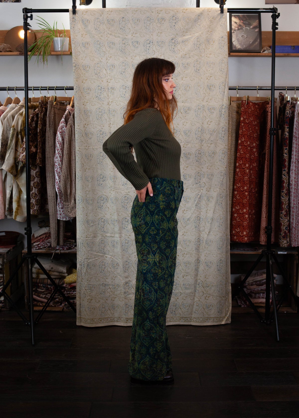 Pantalon GWALIOR - Velours côtelé - Imprimé UTPATTI (origine)