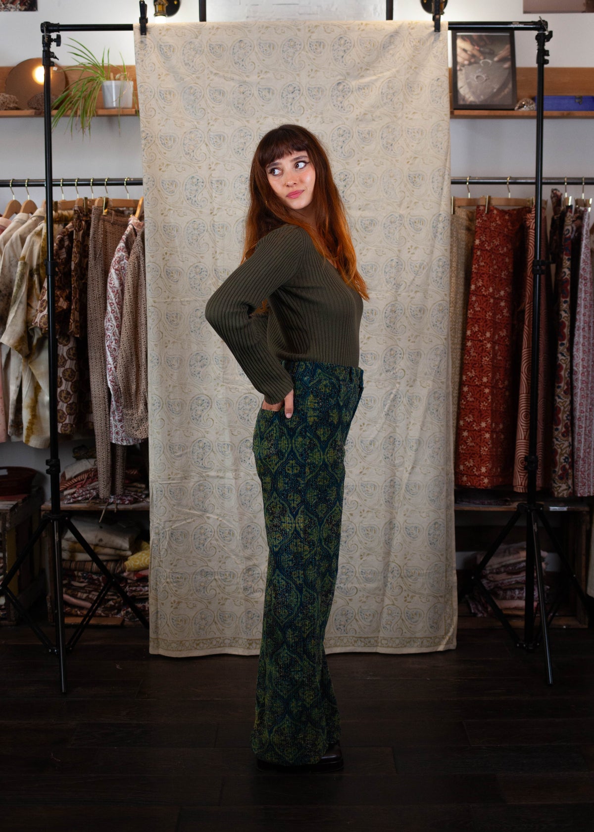 Pantalon GWALIOR - Velours côtelé - Imprimé UTPATTI (origine)