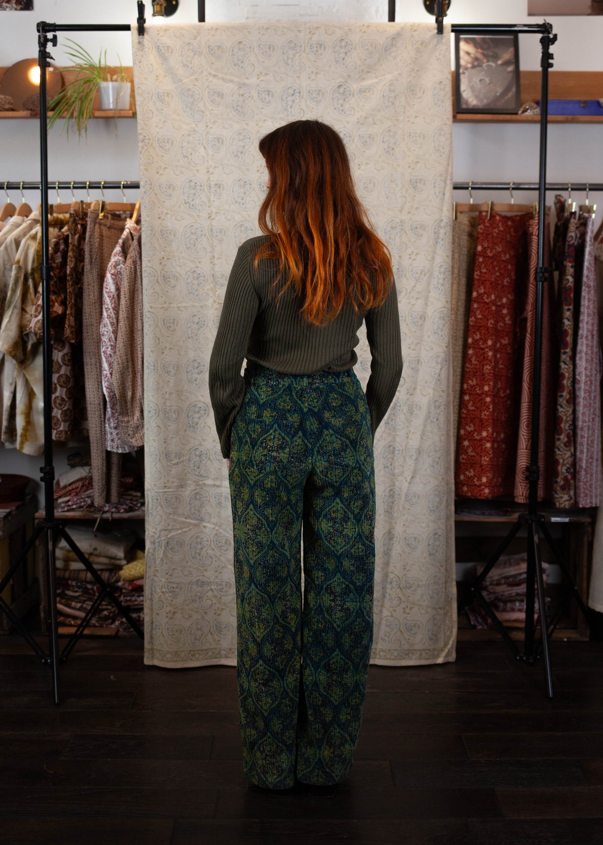 Pantalon GWALIOR - Velours côtelé - Imprimé UTPATTI (origine)