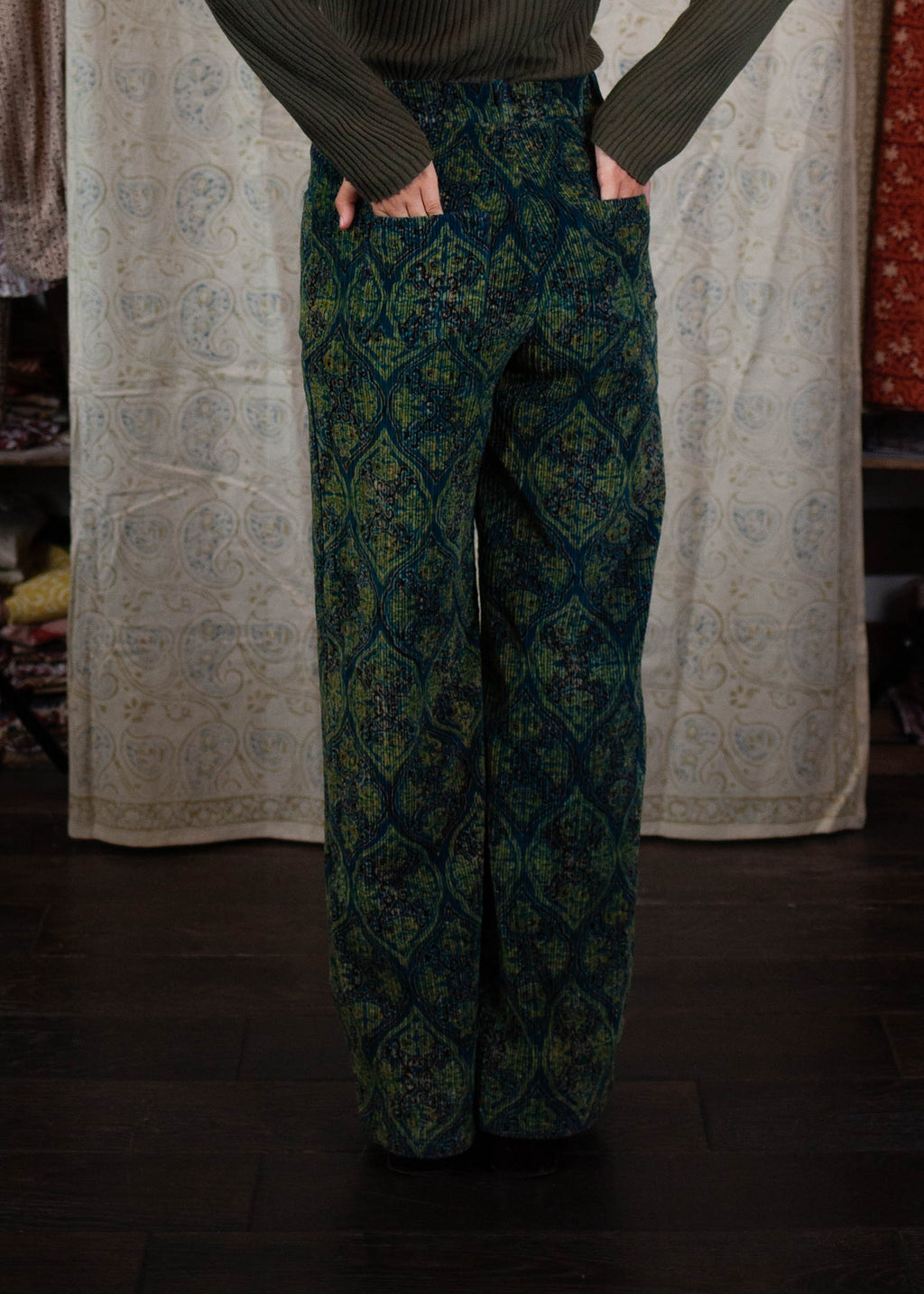 Pantalon GWALIOR - Velours côtelé - Imprimé UTPATTI (origine)
