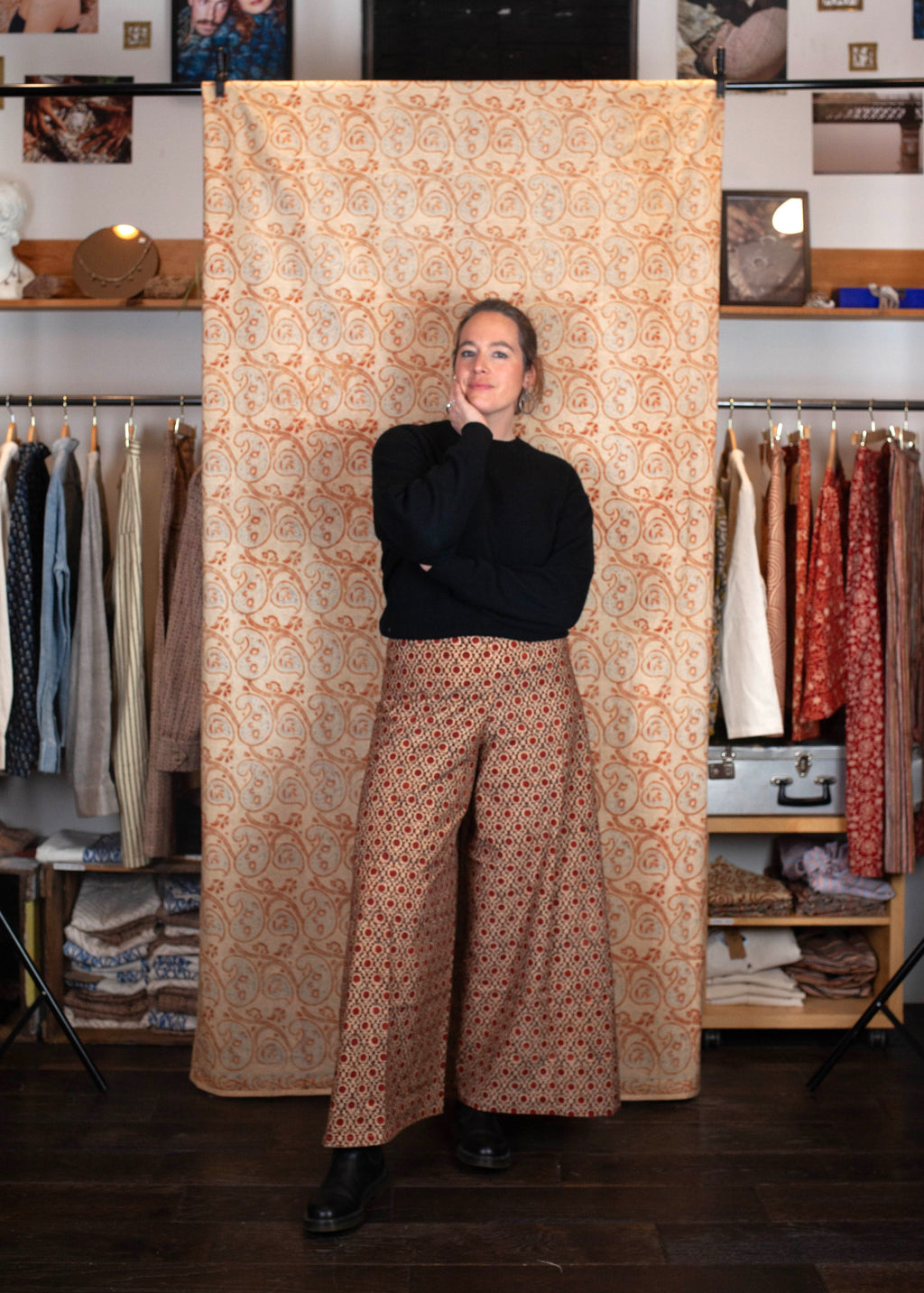 Pantalon SARASWATI -  Coton bio - Imprimé KENDR (centre)