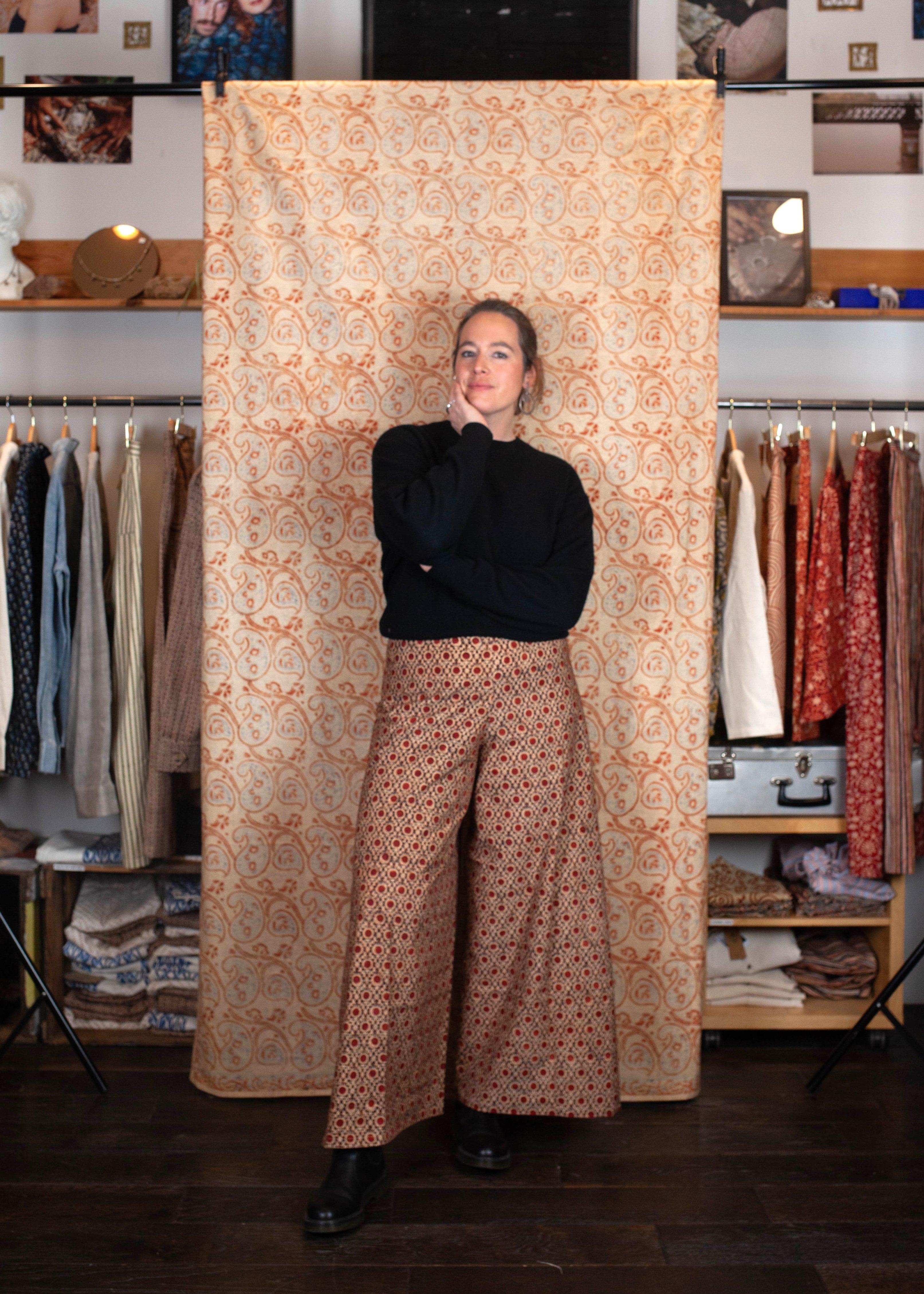 Pantalon SARASWATI -  Coton bio - Imprimé KENDR (centre)