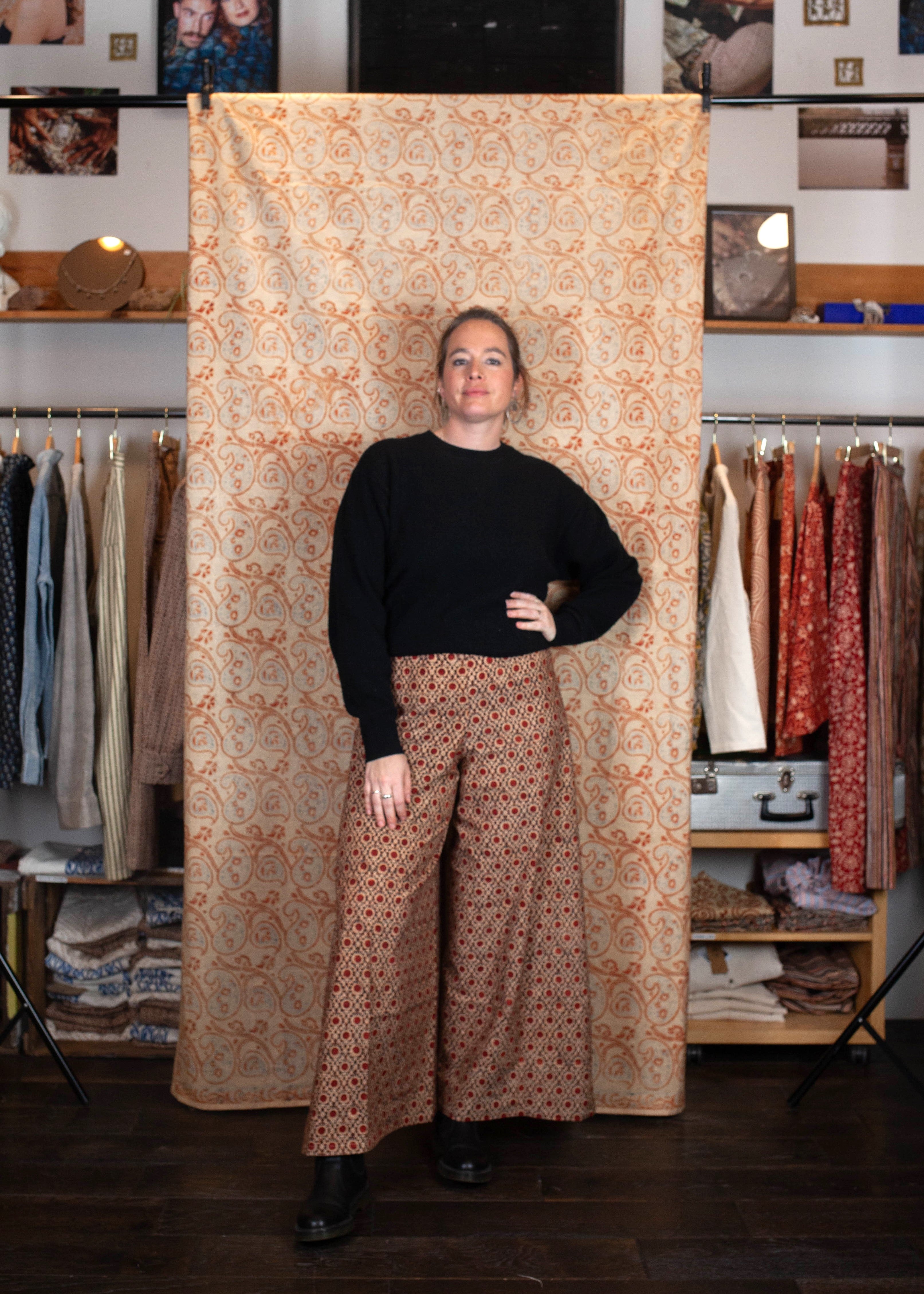 Pantalon SARASWATI -  Coton bio - Imprimé KENDR (centre)