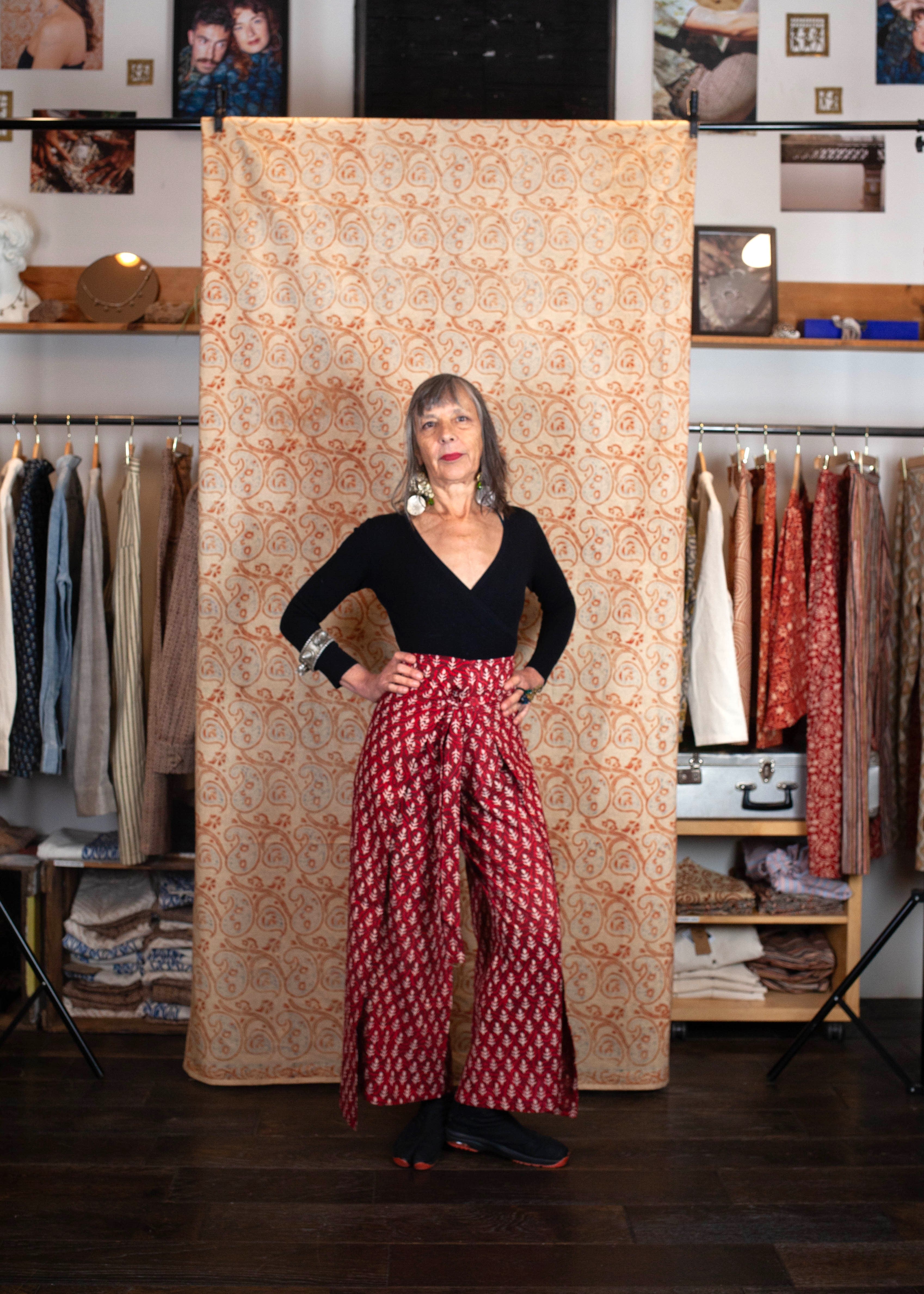 Pantalon SARASWATI -  Coton bio - Imprimé JYOTI (flame)