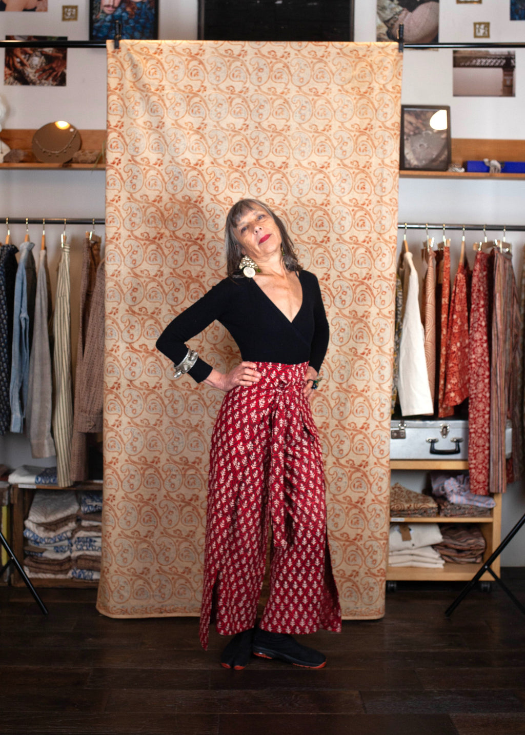 Pantalon SARASWATI -  Coton bio - Imprimé JYOTI (flame)