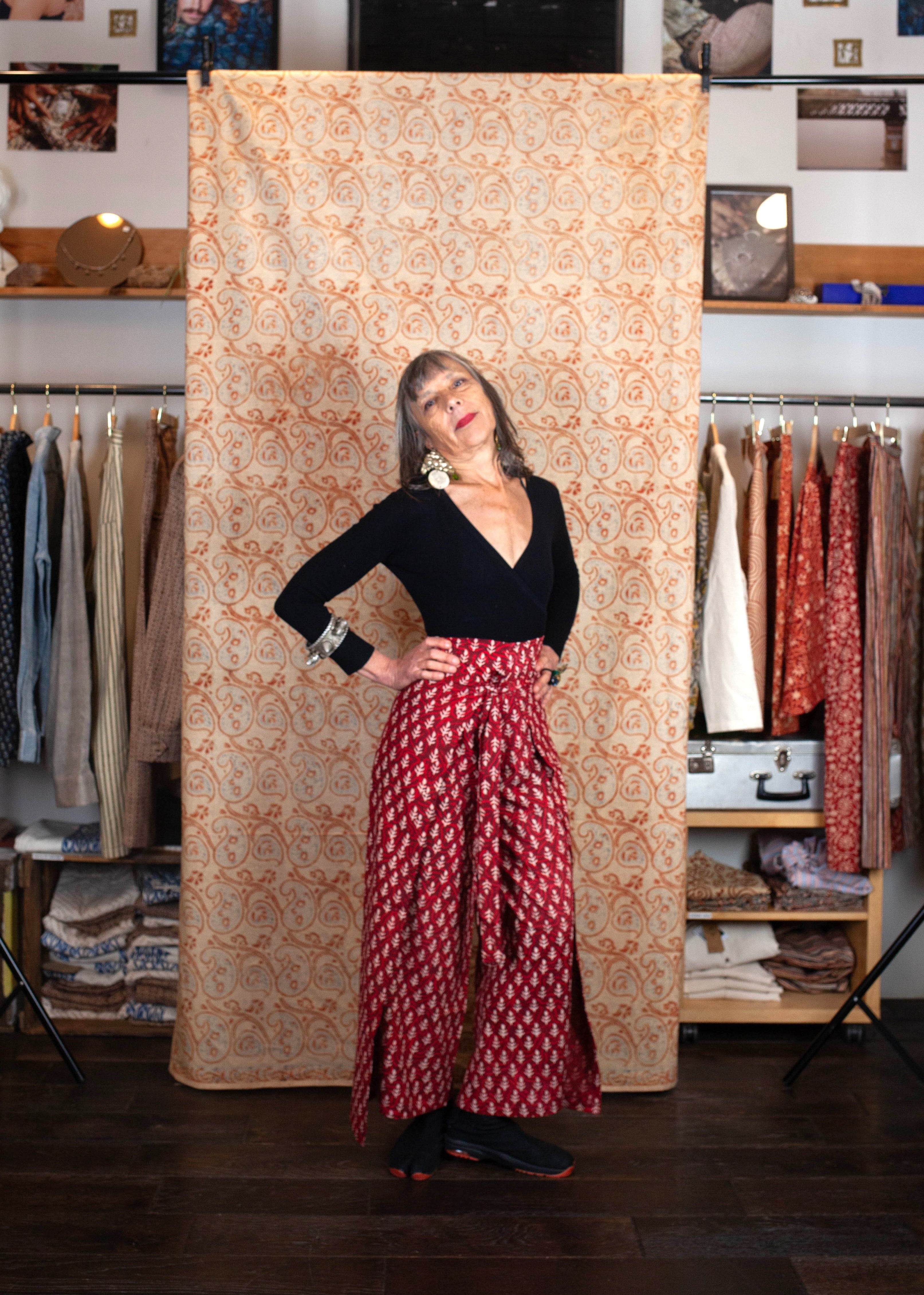 Pantalon SARASWATI -  Coton bio - Imprimé JYOTI (flame)
