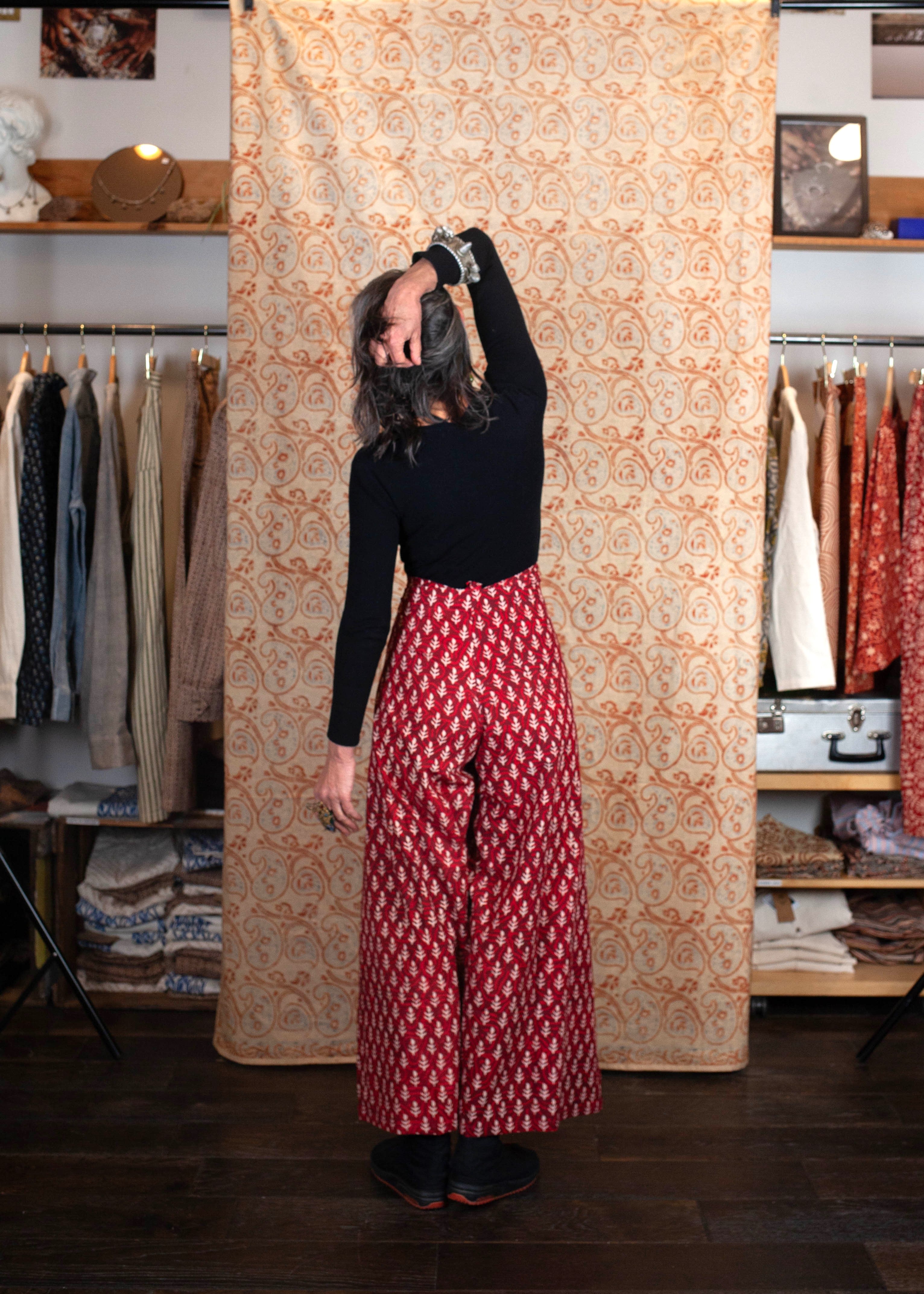 Pantalon SARASWATI -  Coton bio - Imprimé JYOTI (flame)