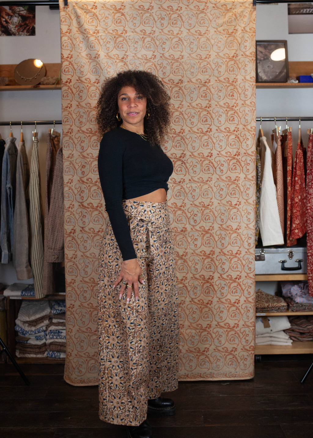 Pantalon SARASWATI -  Coton bio - Imprimé MACHALEE (poisson)