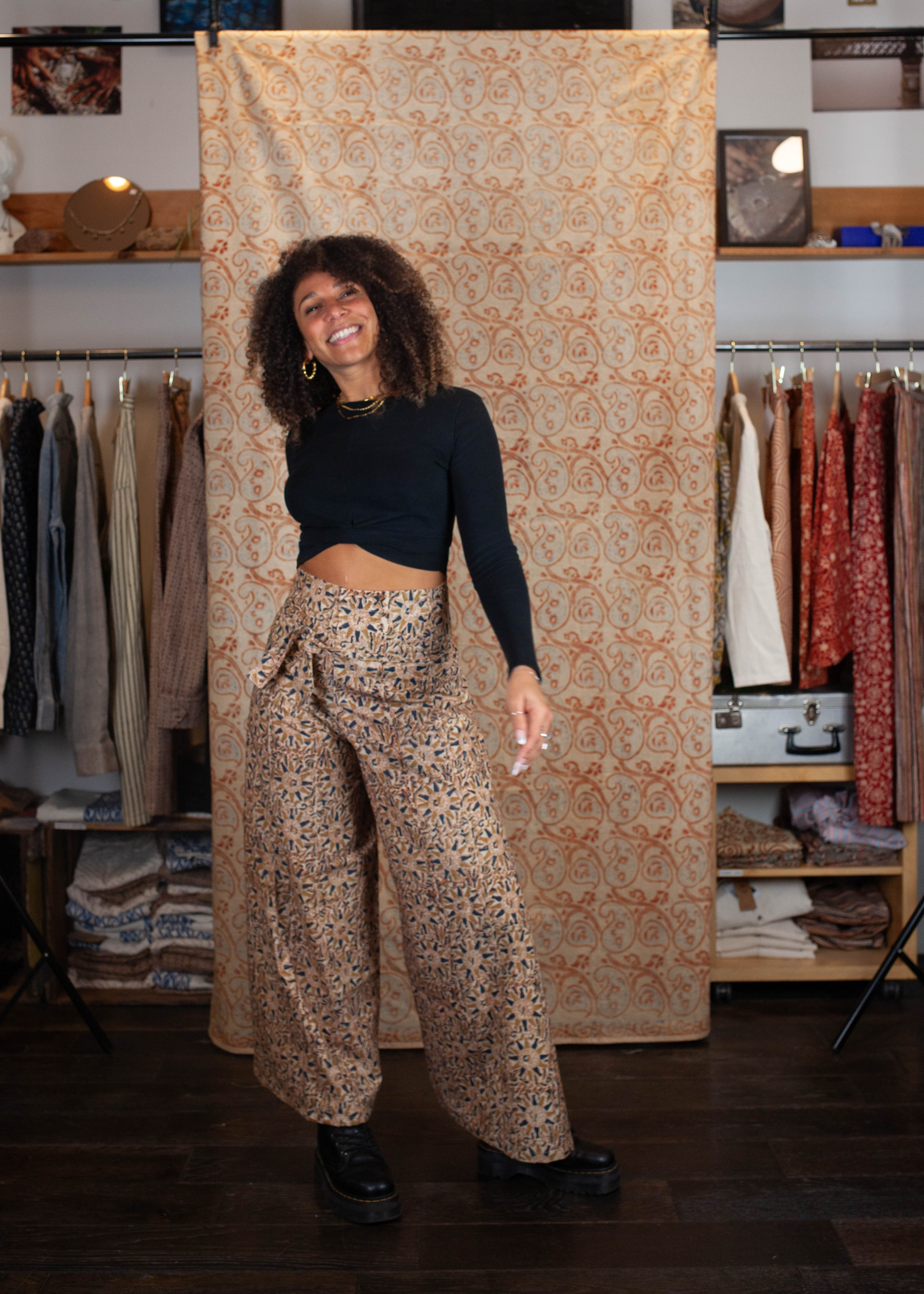 Pantalon SARASWATI -  Coton bio - Imprimé MACHALEE (poisson)