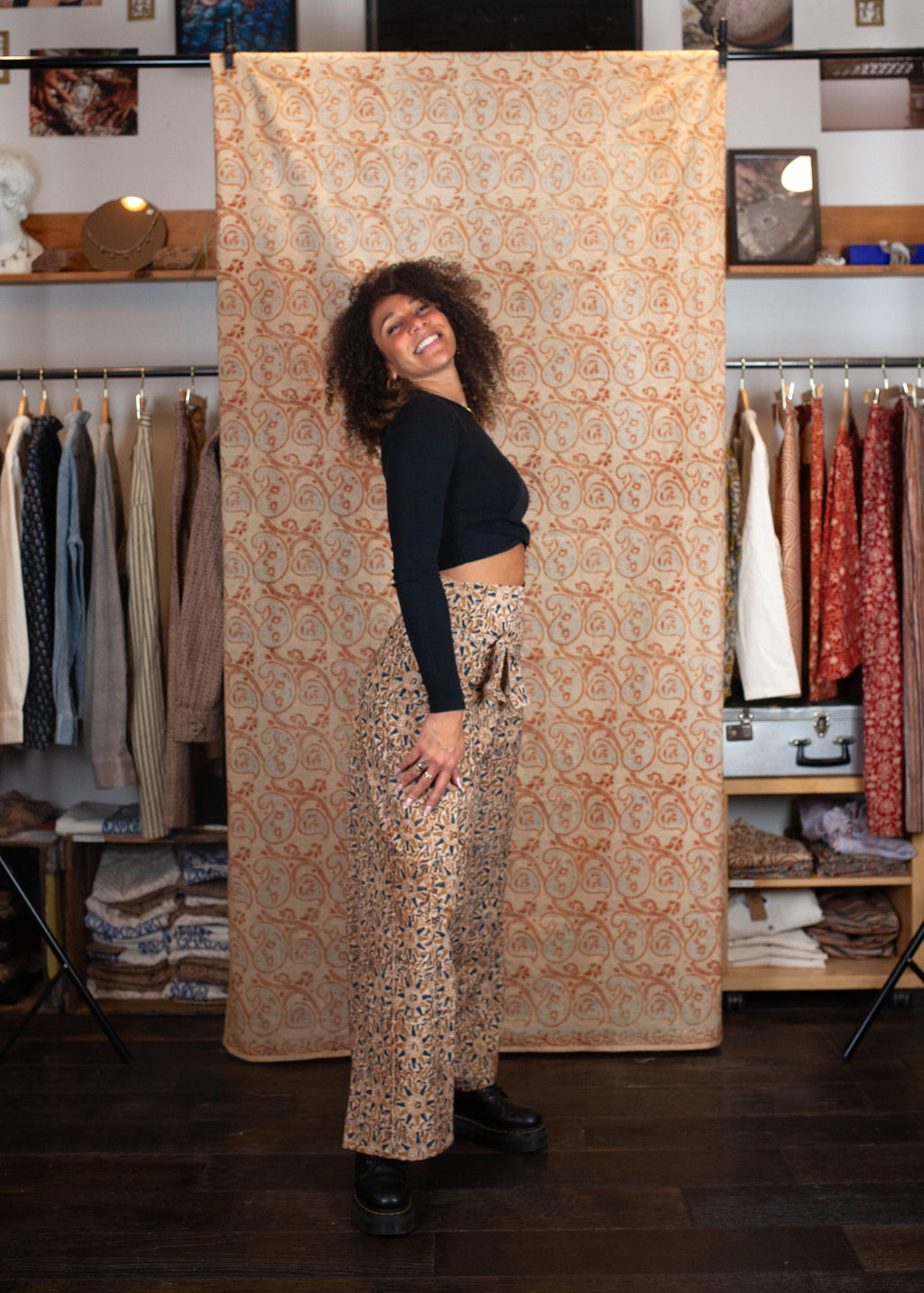 Pantalon SARASWATI -  Coton bio - Imprimé MACHALEE (poisson)
