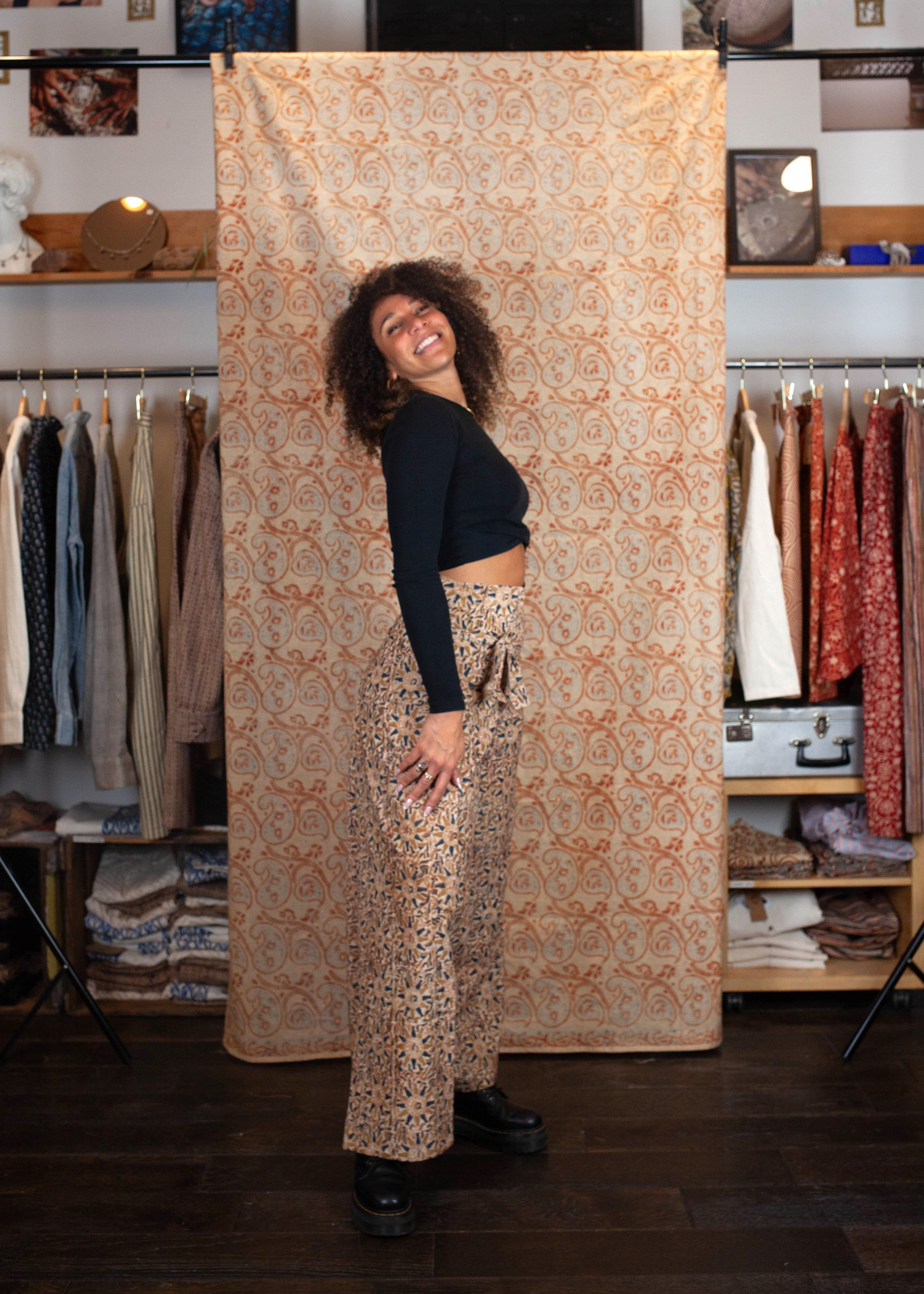 Pantalon SARASWATI -  Coton bio - Imprimé MACHALEE (poisson)