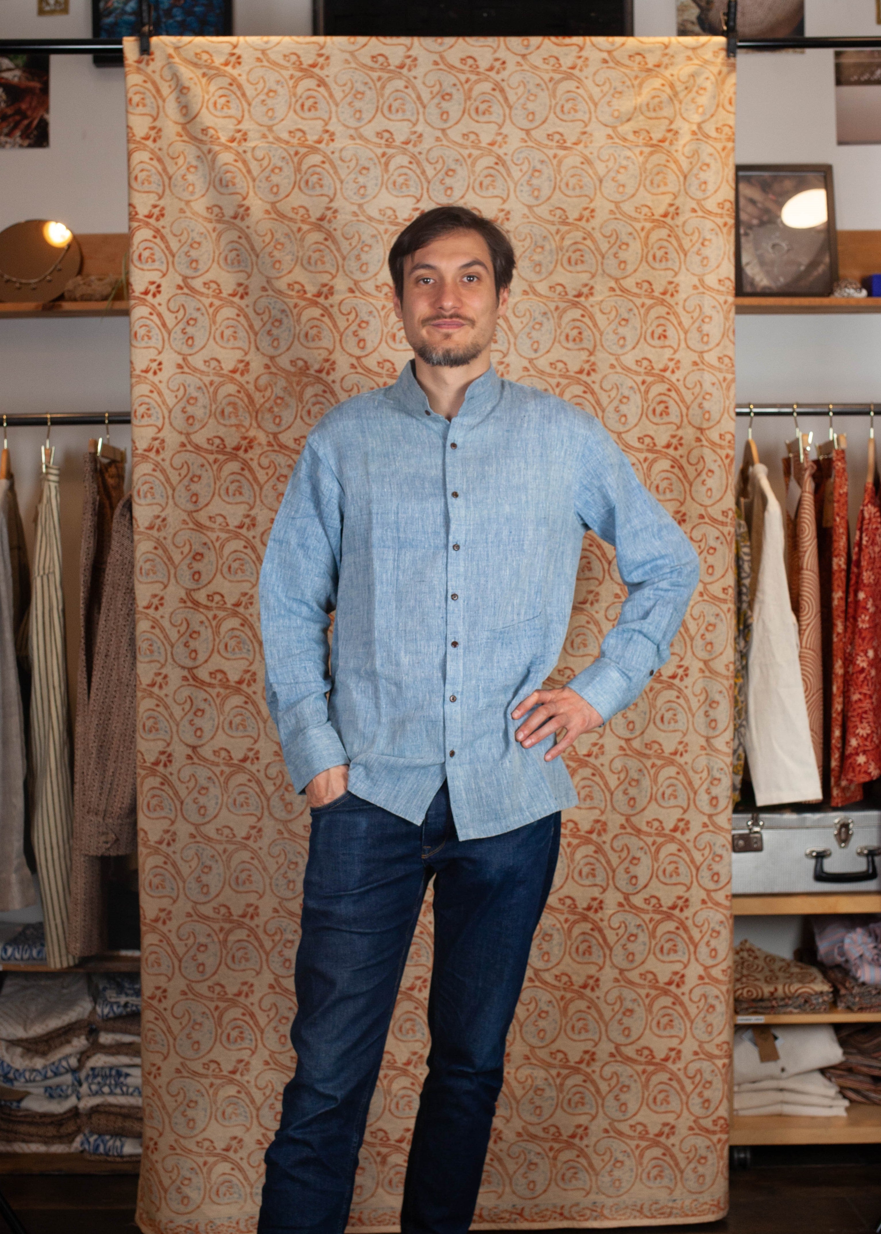 Chemise DARAMSHALA V.2 - Kala coton - Coloris BLUE KALA