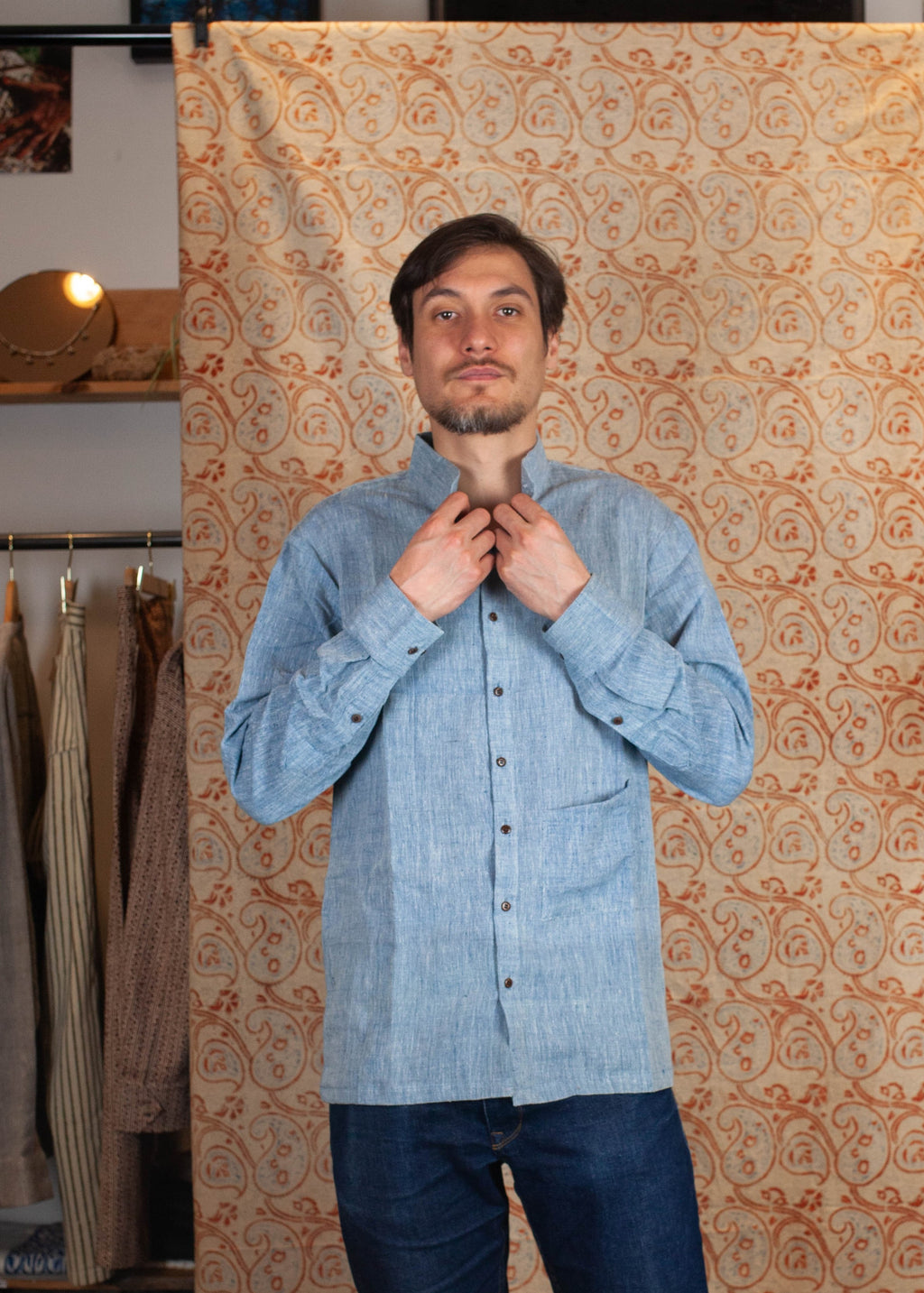 Chemise DARAMSHALA V.2 - Kala coton - Coloris BLUE KALA