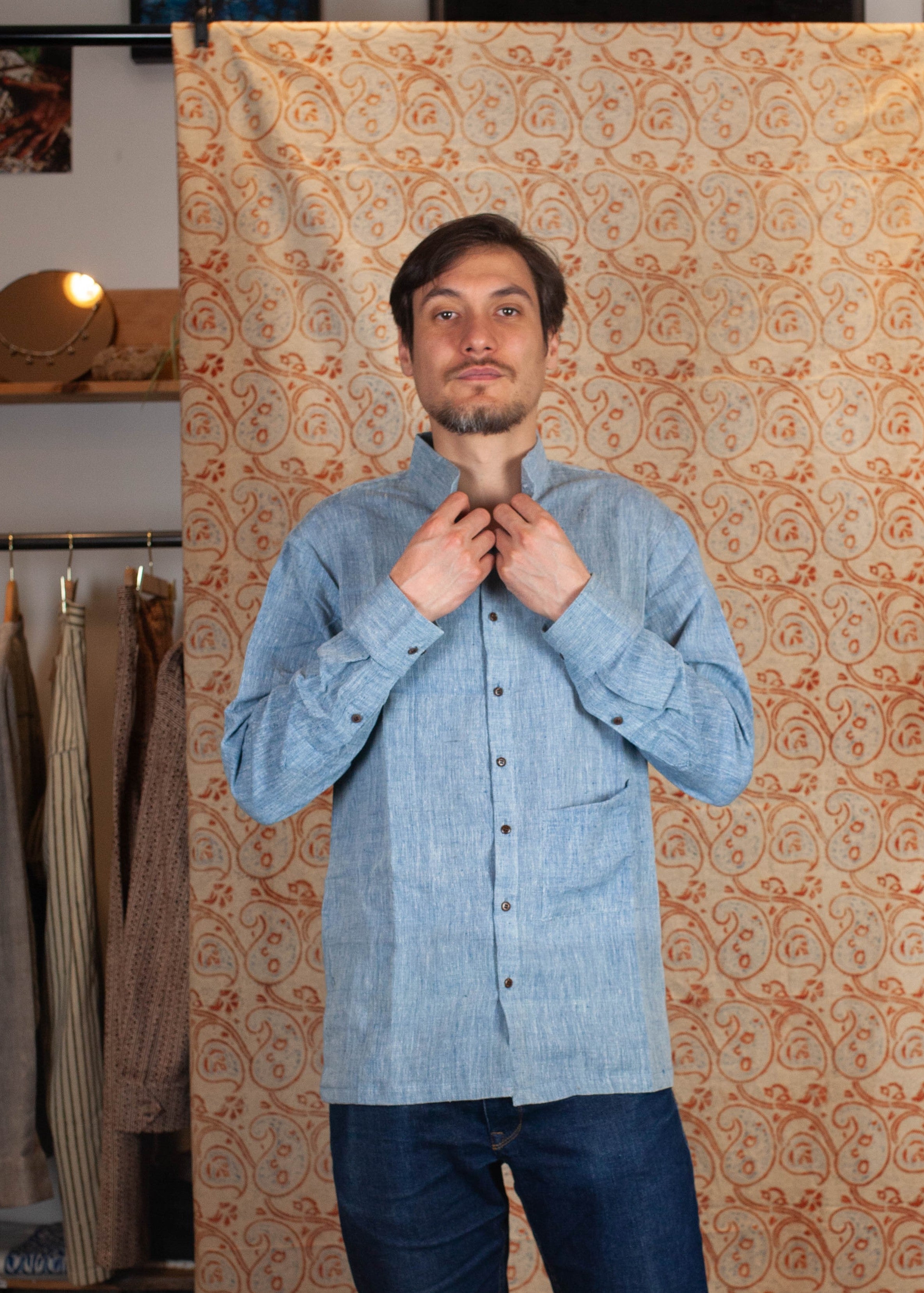Chemise DARAMSHALA V.2 - Kala coton - Coloris BLUE KALA