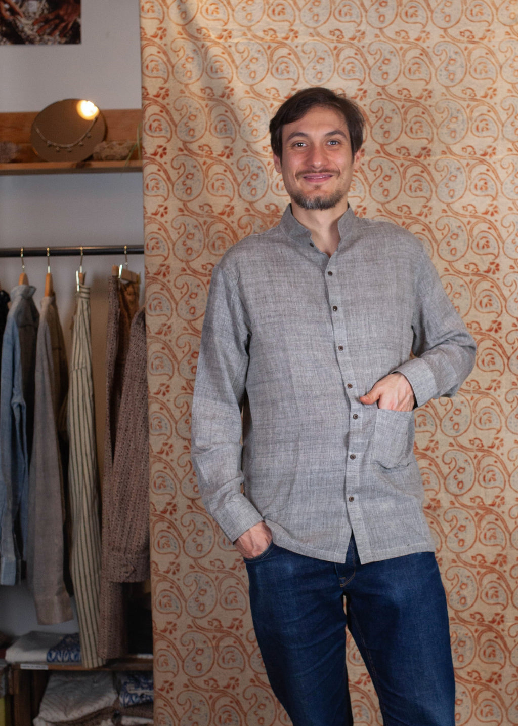Chemise DARAMSHALA V.2 - Kala coton - Coloris GREY KALA