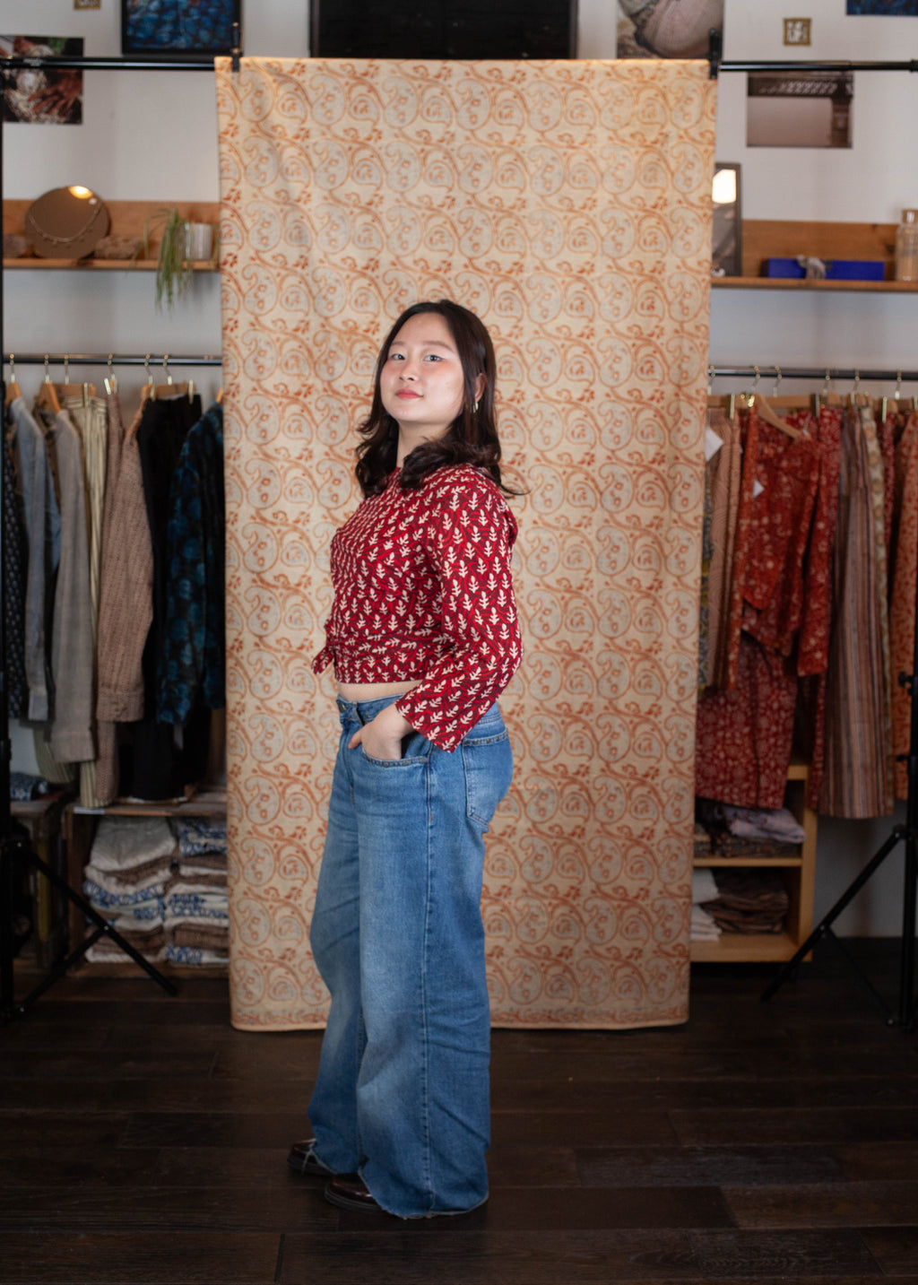 Top BENARES  -Coton bio - Imprimé JYOTI (flame)