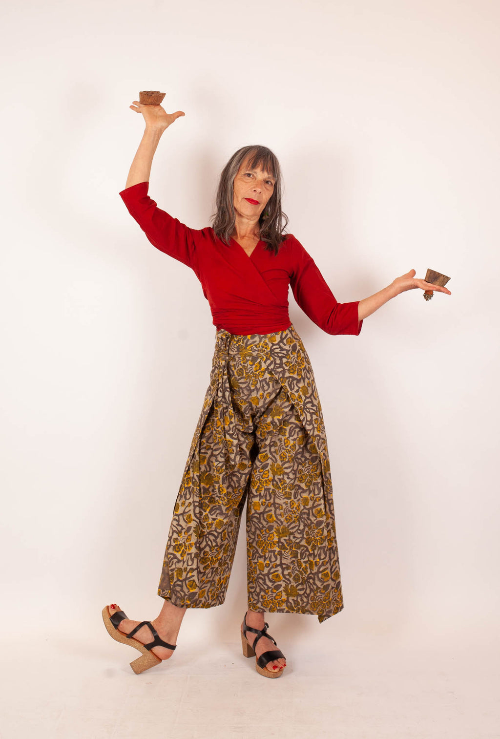 Pantalon SARASWATI -  Coton bio - Imprimé KHILANA (floraison)