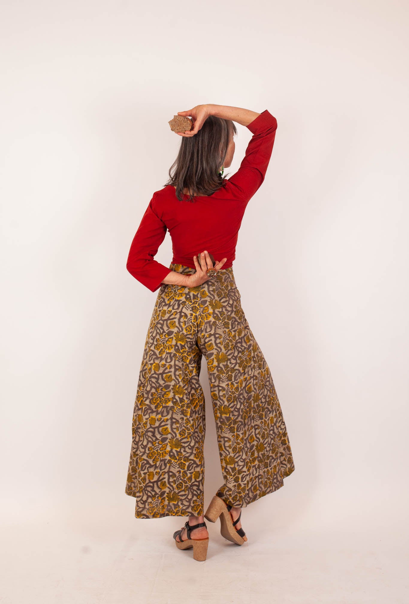 Pantalon SARASWATI -  Coton bio - Imprimé KHILANA (floraison)