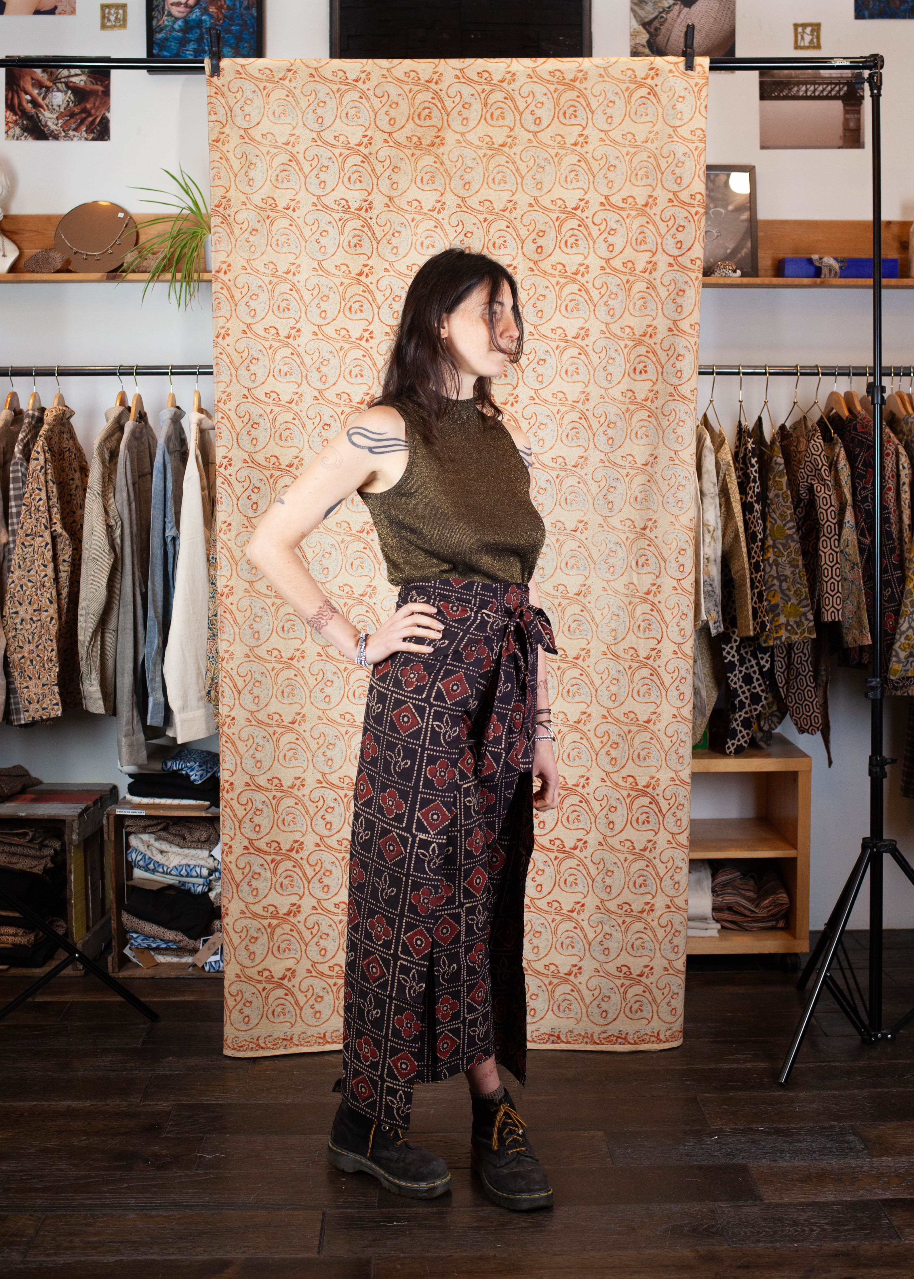 Pantalon SARASWATI -  Coton bio - Imprimé PAHELEE (puzzle)
