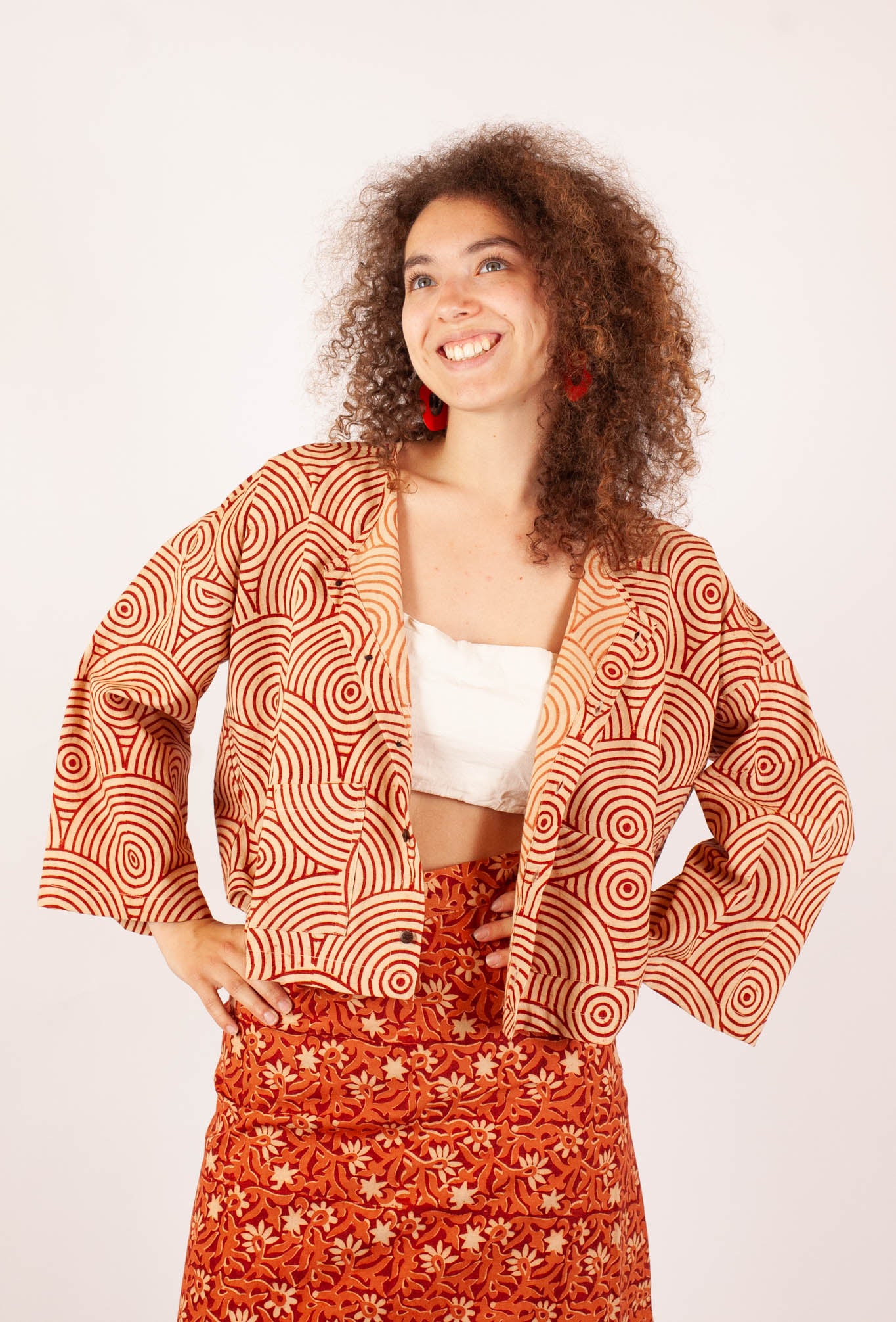 Bolero COCHIN - Coton bio - Imprimé UTHANA (élévation)