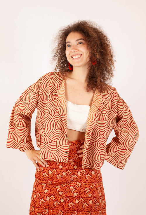 Bolero COCHIN - Coton bio - Imprimé UTHANA (élévation)