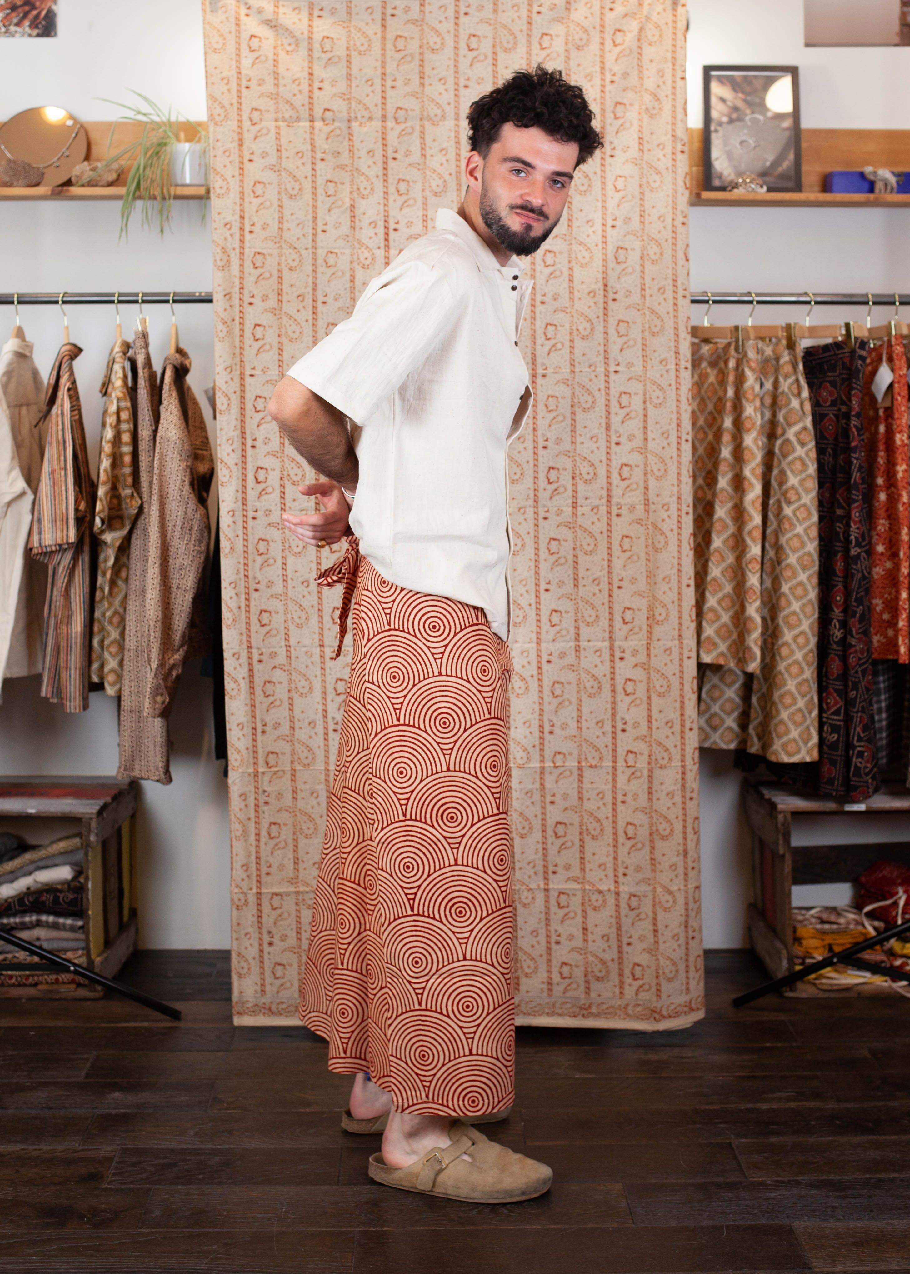 Pantalon SARASWATI - Coton bio - Imprimé UTHANA (élévation)